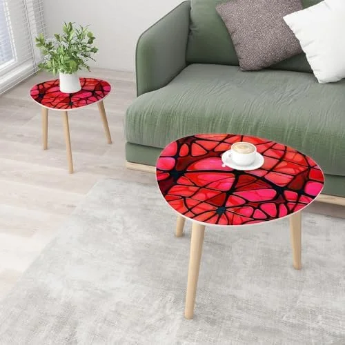 TQJKLFDY Small Coffee Nesting  Abstract Stained Glass Mosaic Triangle End  Center   Modern   Room Bedroom Balcony