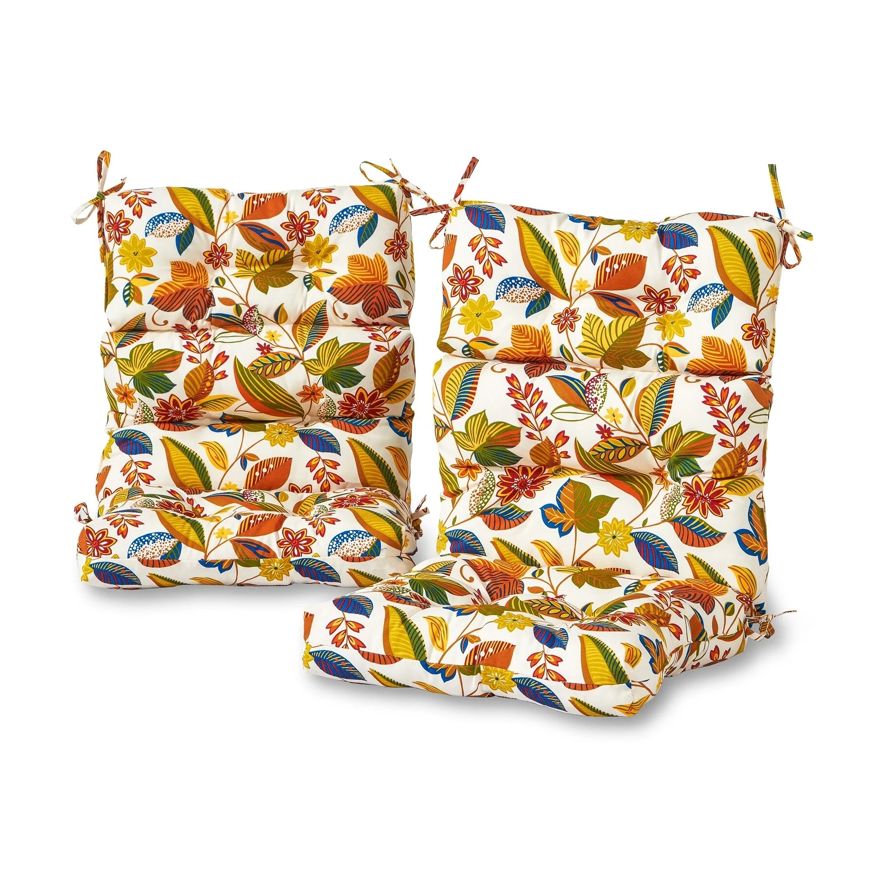 Greendale Home Fashions 44-in x 22-in Outdoor Esprit Floral High Back Chair Cushion (Set of 2)