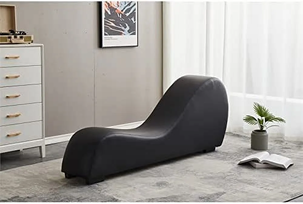 Kolar Faux Leather Yoga Chaise Lounge Chair, Relaxation, Streching, In Brown