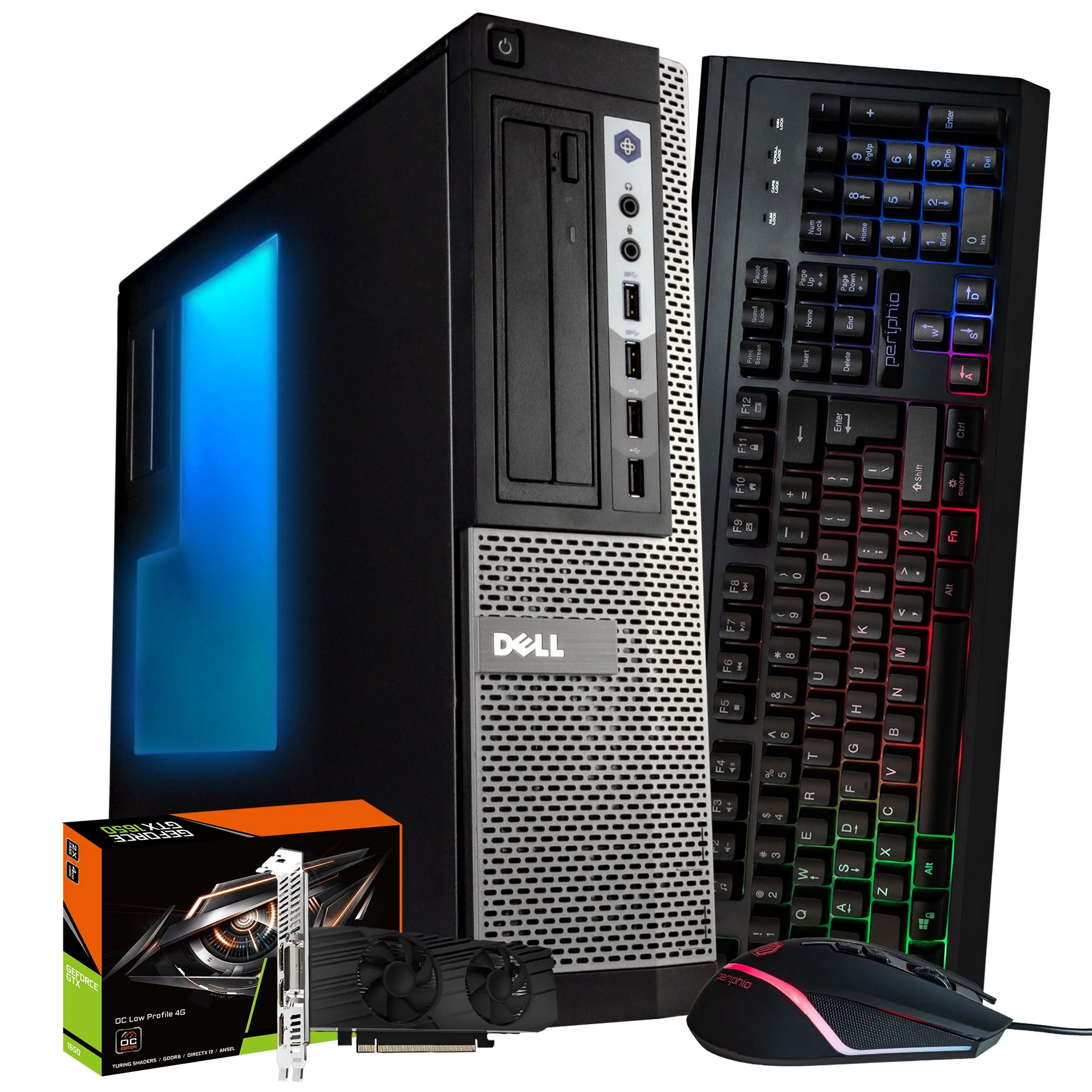 Restored Dell Optiplex 7010 RGB Desktop Computer | Intel i5 (3.20GHz) | GeForce GTX 1650 (4GB) | 32GB DDR3 RAM | 500GB SSD + 4TB HDD | WiFi + BT | Windows 10 Pro | RGB Mouse + Keyboard (Refurbished)