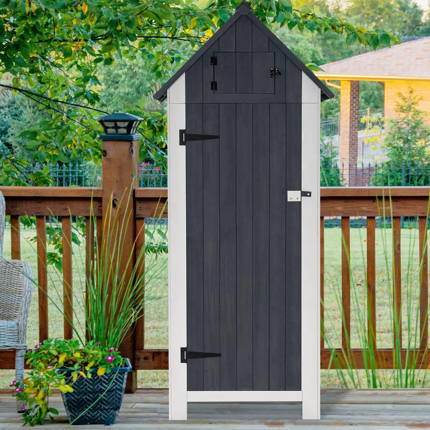 Outdoor Storage Cabinet Tool Shed Wooden Garden Shed Organizer Wooden Lockers With Fir Wood (70