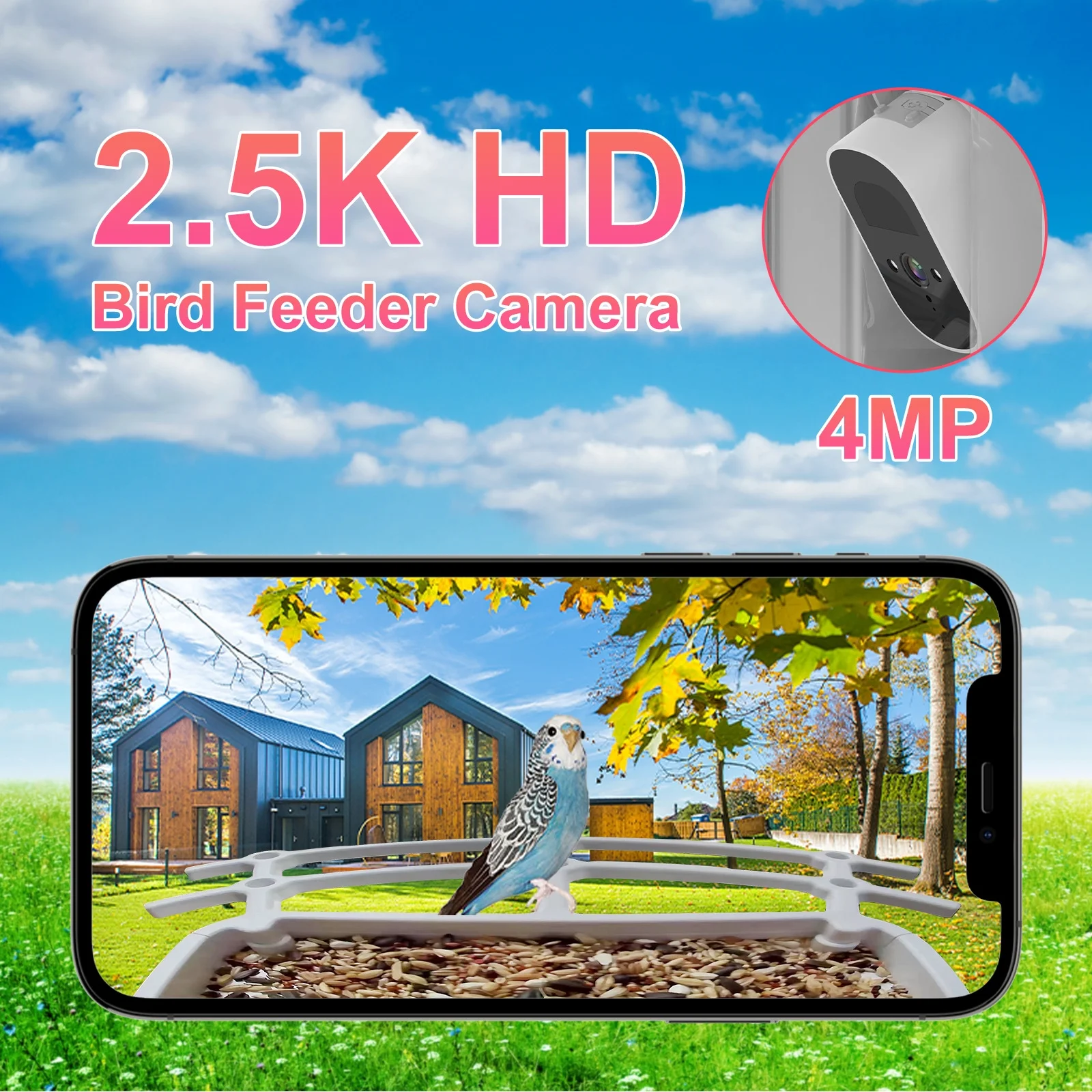Dudu Bird Feeder with Camera Wireless Outdoor,Smart Bird Feeder Camera with AI Identify Bird Species,Back