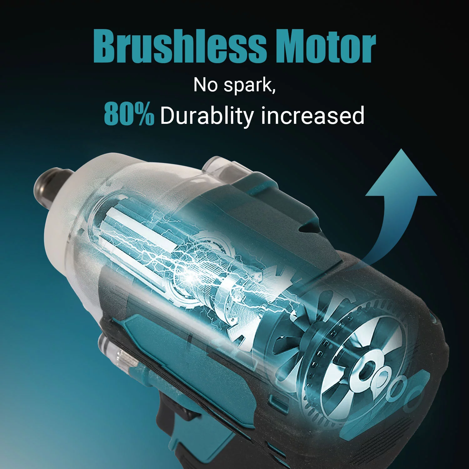 Hanru Cordless Impact Wrench, 1/2 Inch Brushless Power Impact Gun, High Torque 300 ft-lbs 3000 RPM, Led Light, Reverse Button, Nut Busting Torque, Tool Only - No Battery, Suitable for family cars