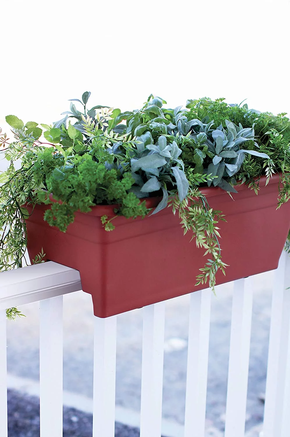 HCC  24 in. Deck Rail Plastic Box Planter, Warm Gray