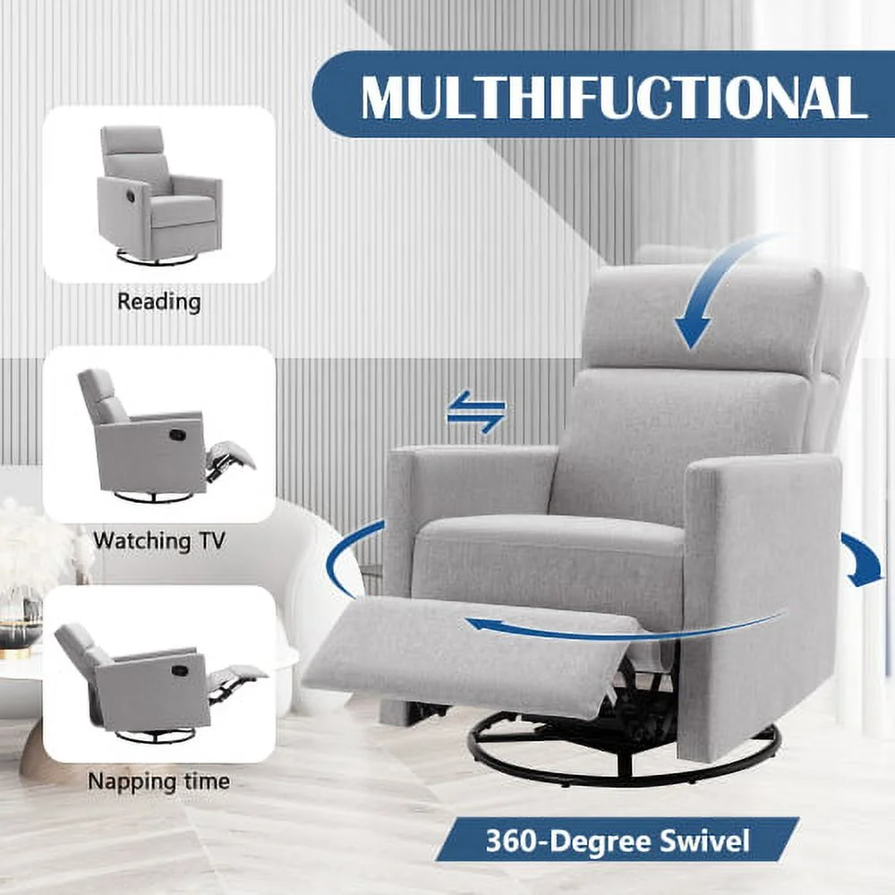 DremFaryoyo Modern Upholstered Rocker Nursery Chair Plush Seating Glider Swivel Recliner Chair  Beige