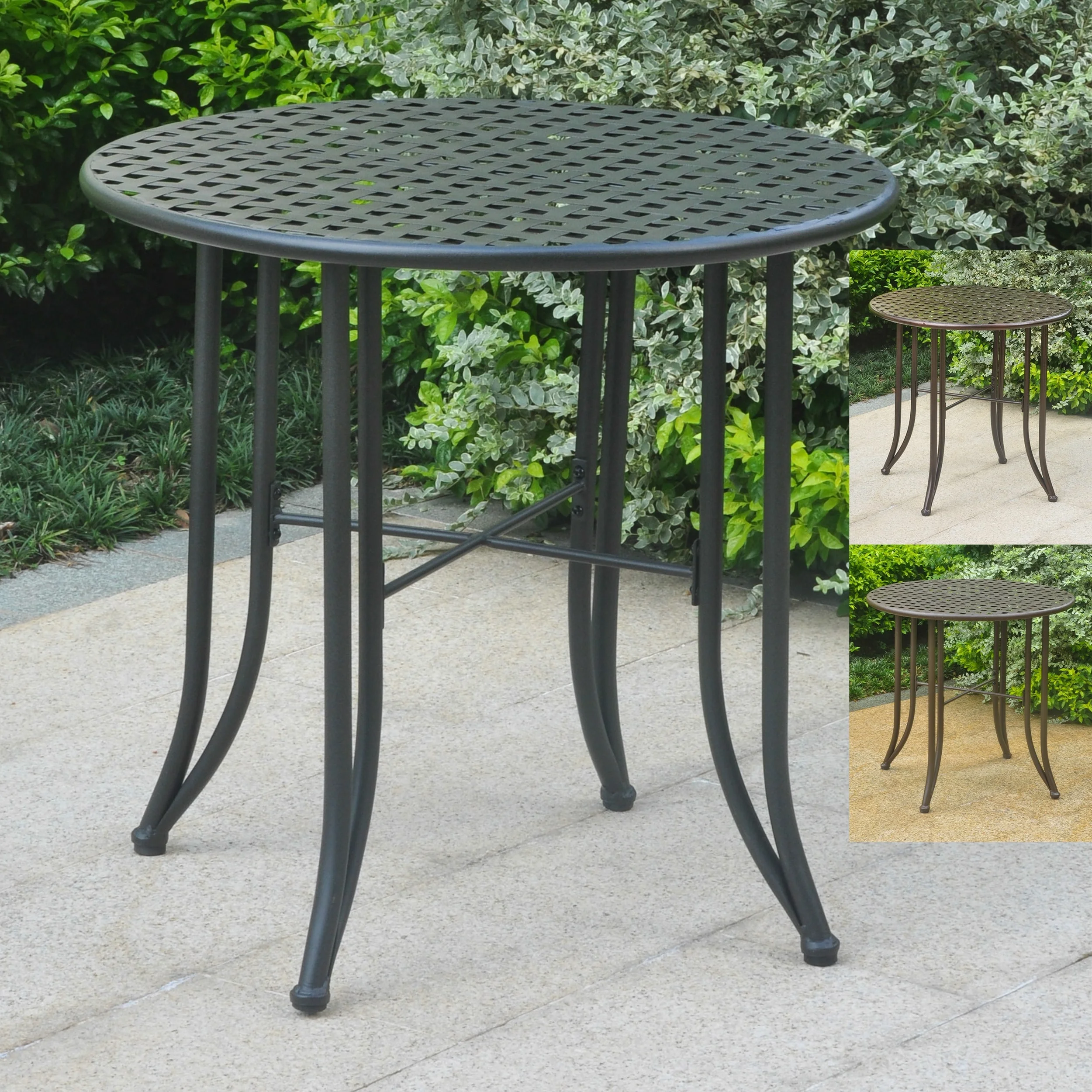 International Caravan  Mandalay Iron Patio Bistro Table - Antique Black