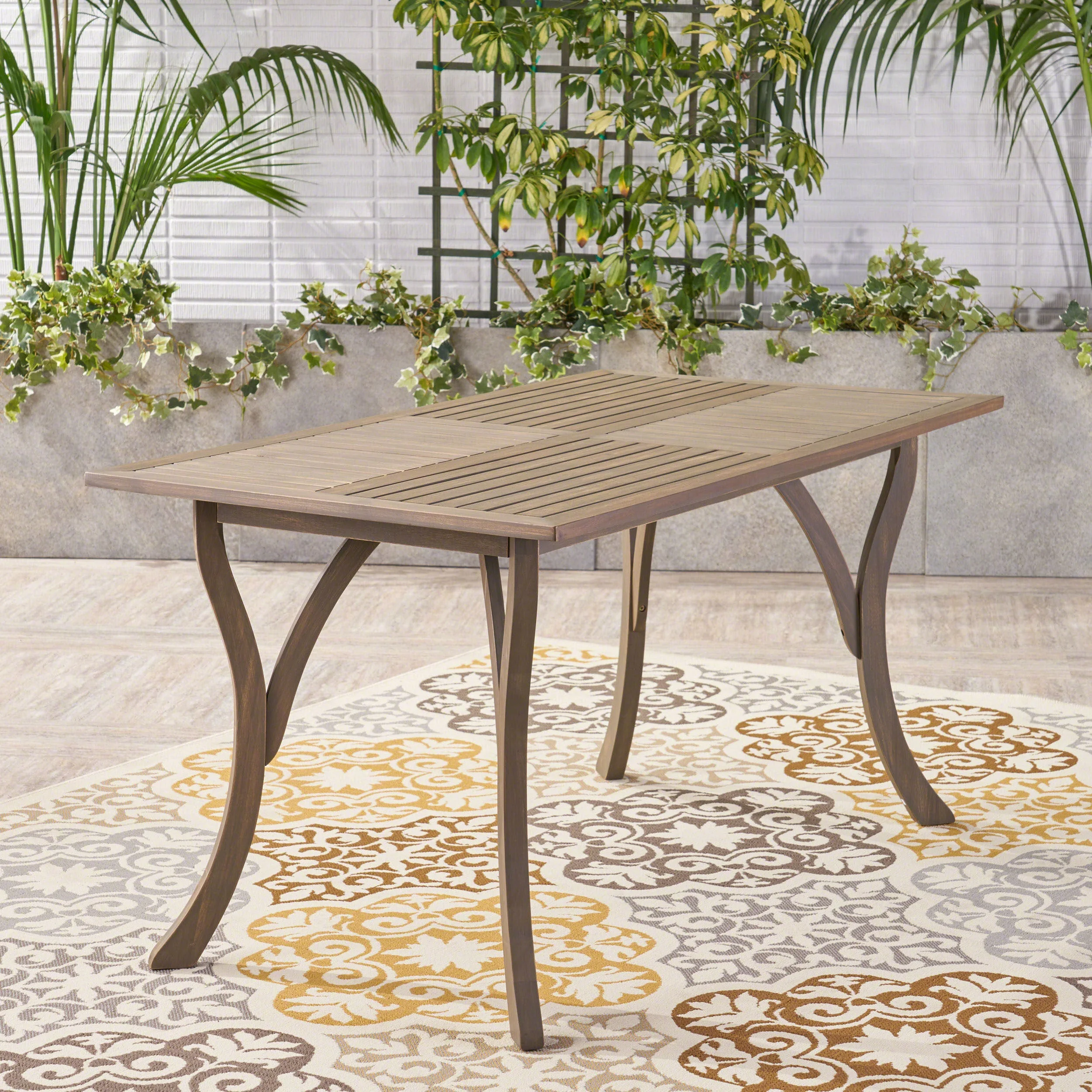 Craya Patio Wood Dining Table -  Gray