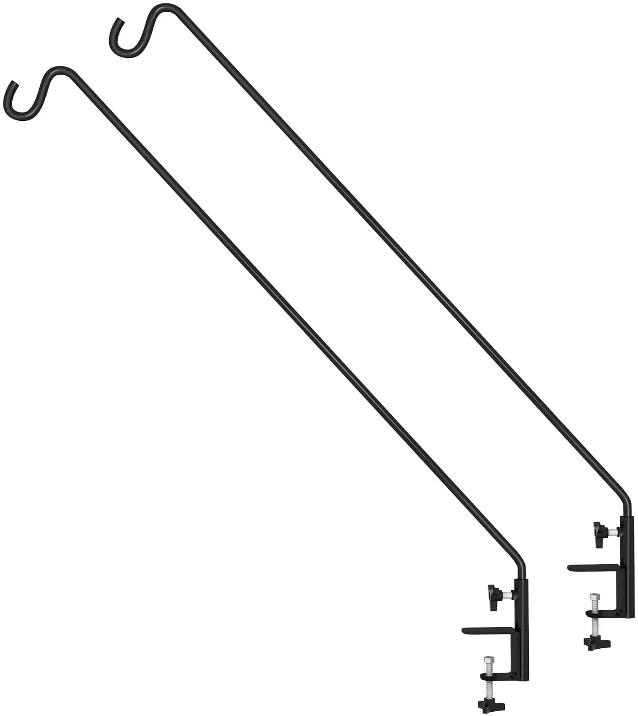 More Birds 24-inch Clamp-on Deck Hook for Bird Feeders, Black/2pack