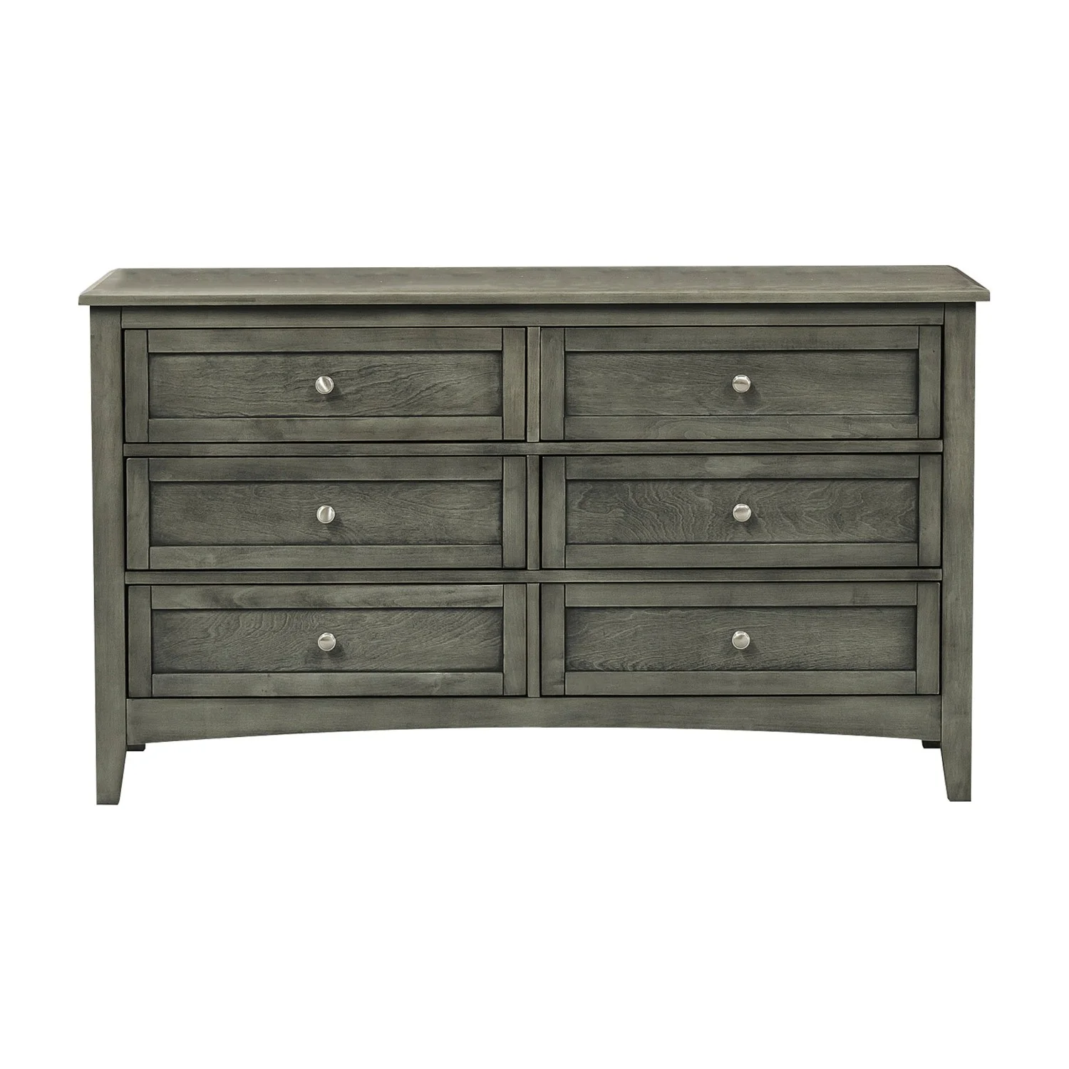 Stylish Cool Gray Birch Veneer Wooden Furniture Transitional Style Dresser with 6 Drawers - Perfect for the Modern Bedroom
