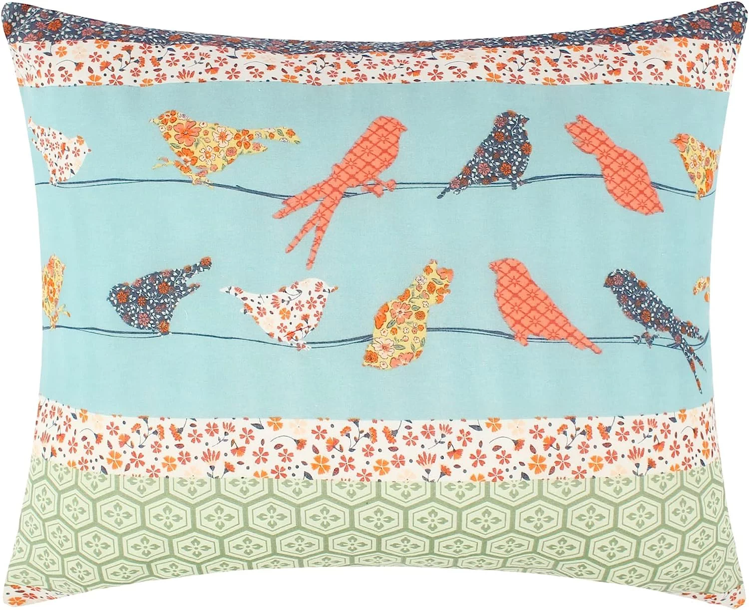 Barefoot Bungalow Carlie Young Fashion Pillow Sham, Calico Stripes, King 20x36-inch