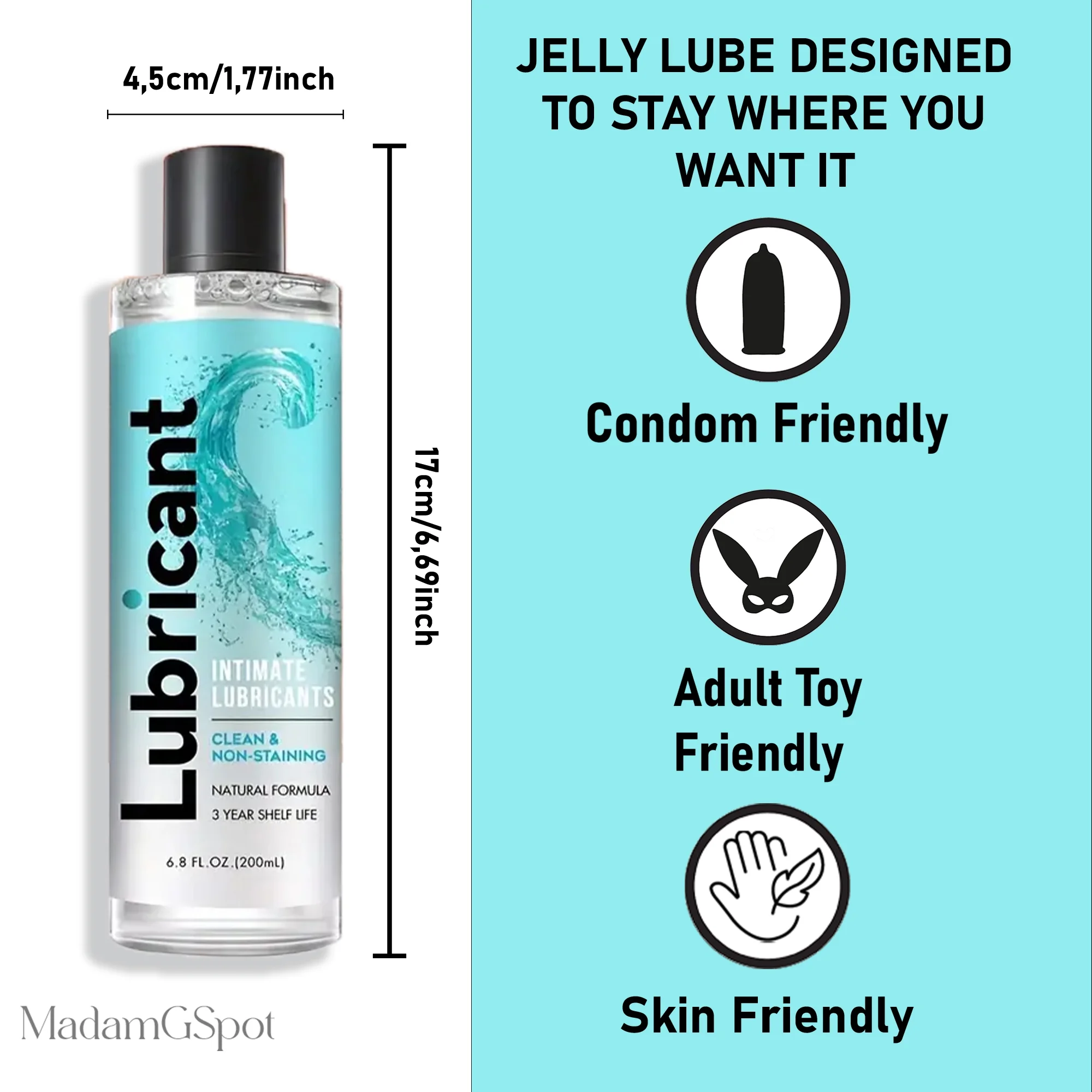 MadamGSpot Personal Lubrication 6.8oz -Clitoris G-Spot Vibrating Dildo for Couples & Adult Toy Disinfectant