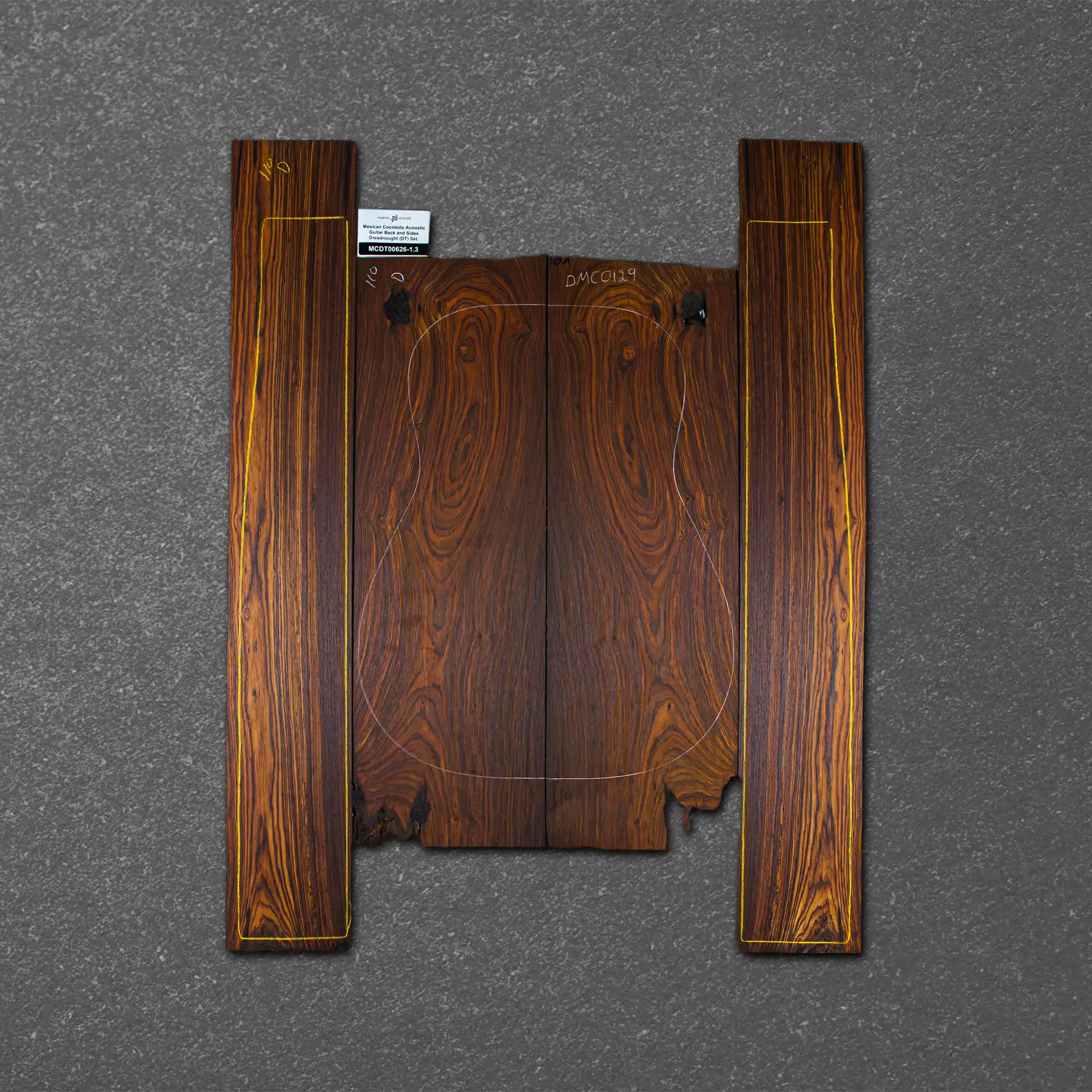 Mexican Cocobolo Acoustic Guitar Back and Sides Dreadnought (DT) Set. – MCDT000626-1.3