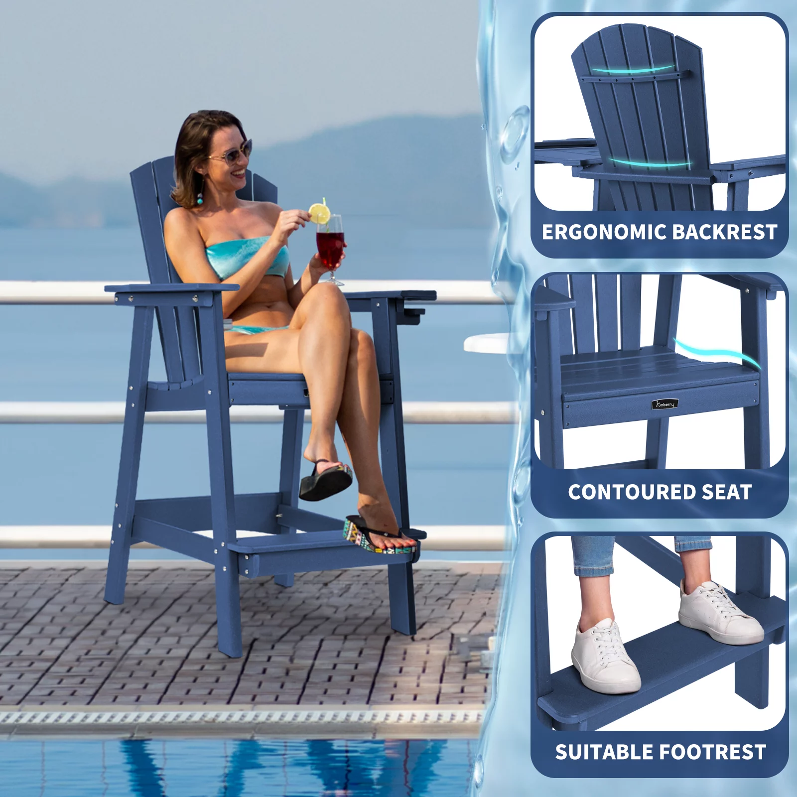 PAOLFOX 2 Tall Adirondack Chairs with Connecting Tray