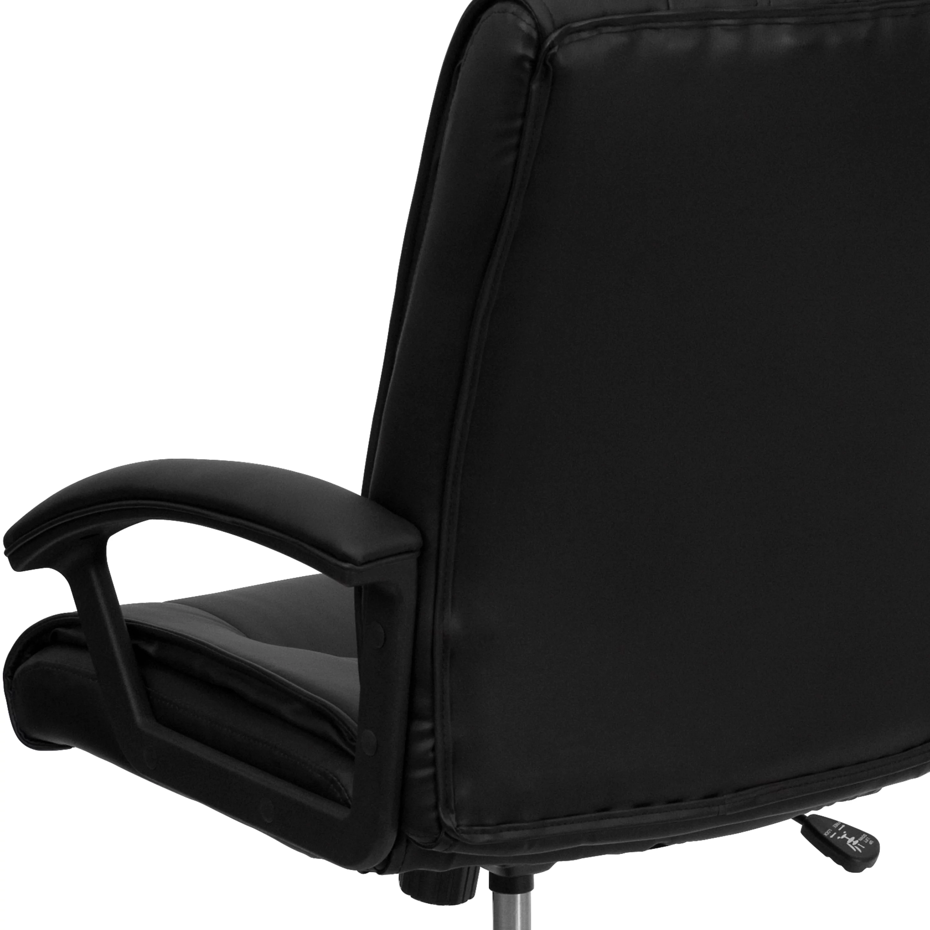 Emma + Oliver Mid-Back Black LeatherSoft Swivel Manager's Office Chair with Arms