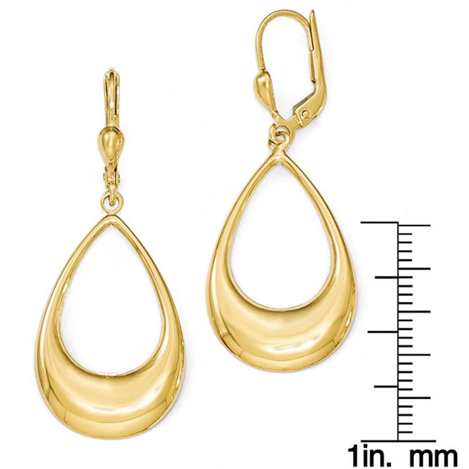 Primal Gold 14 Karat Yellow Gold Polished Teardrop Leverback Earrings