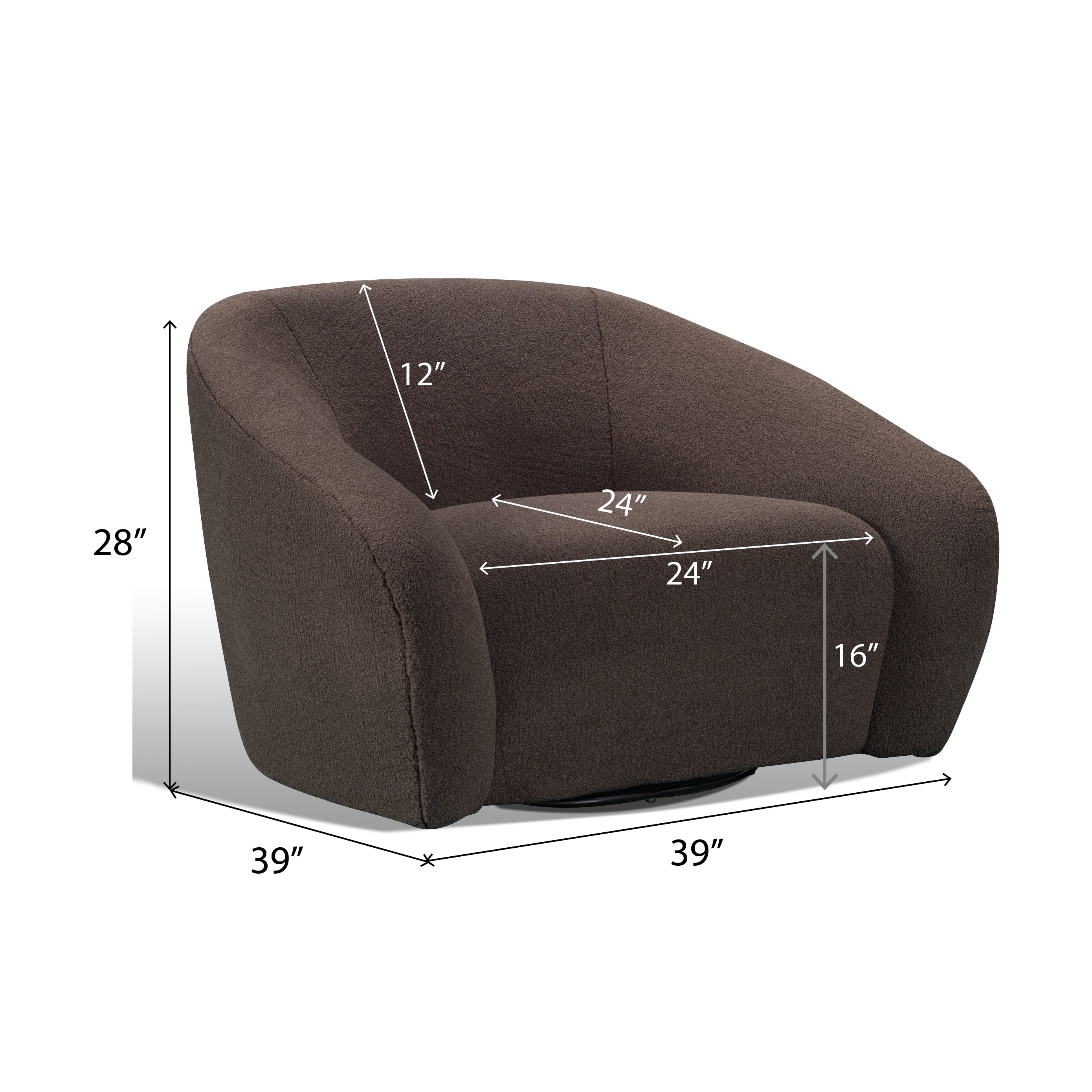 Roundhill Furniture Luzern Modern Boucle Upholstered Accent Chair, 360° Swivel, Chocolate