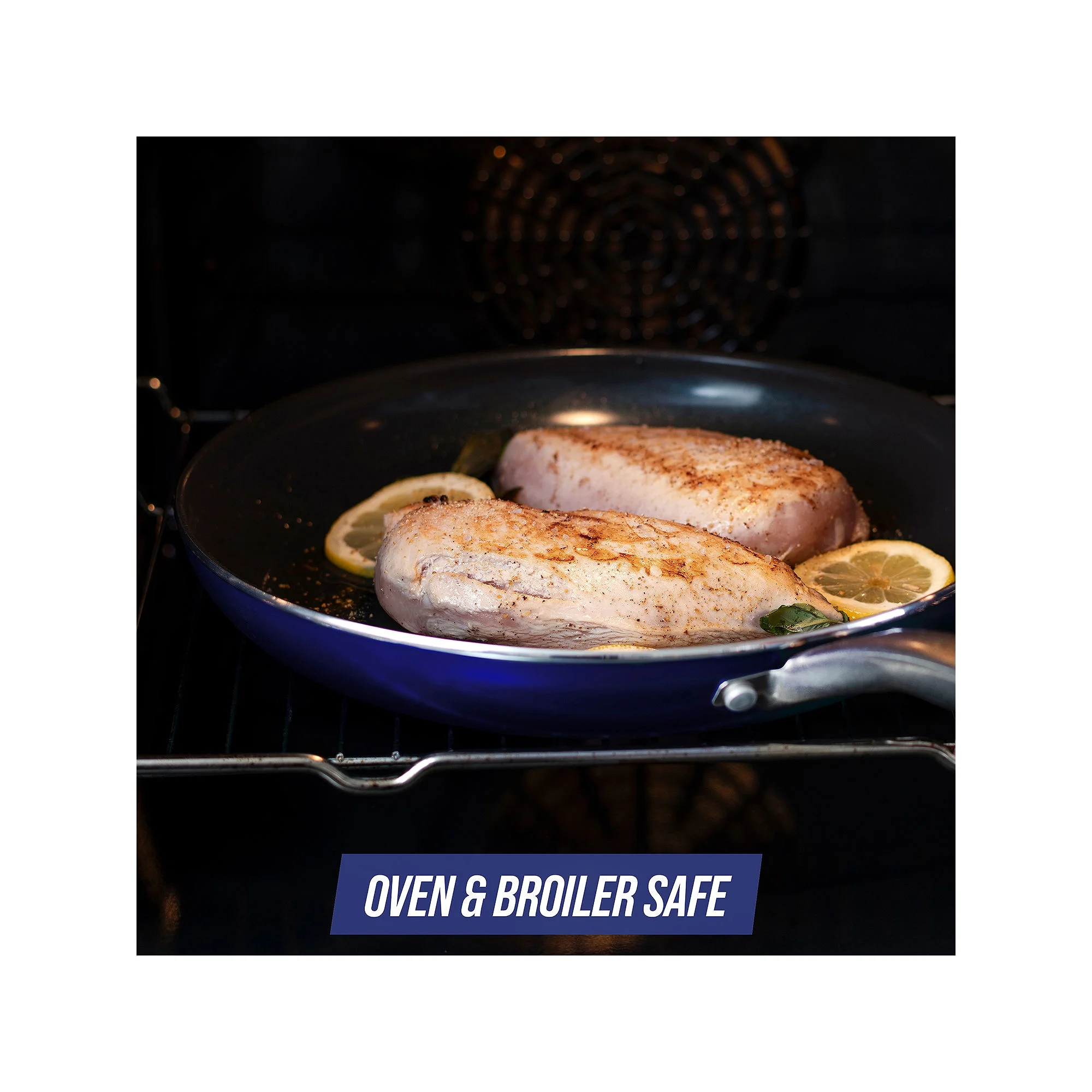 Refurbished Blue Diamond Ceramic Non-Stick Cookware Set, 10pc, Blue