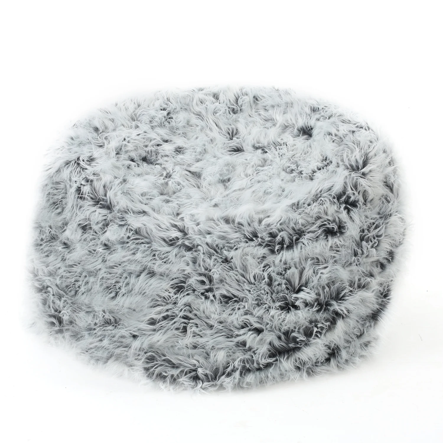 DremFaryoyo Mahin 5 Foot Rounded Faux Fur Bean Bag  Silver Gray