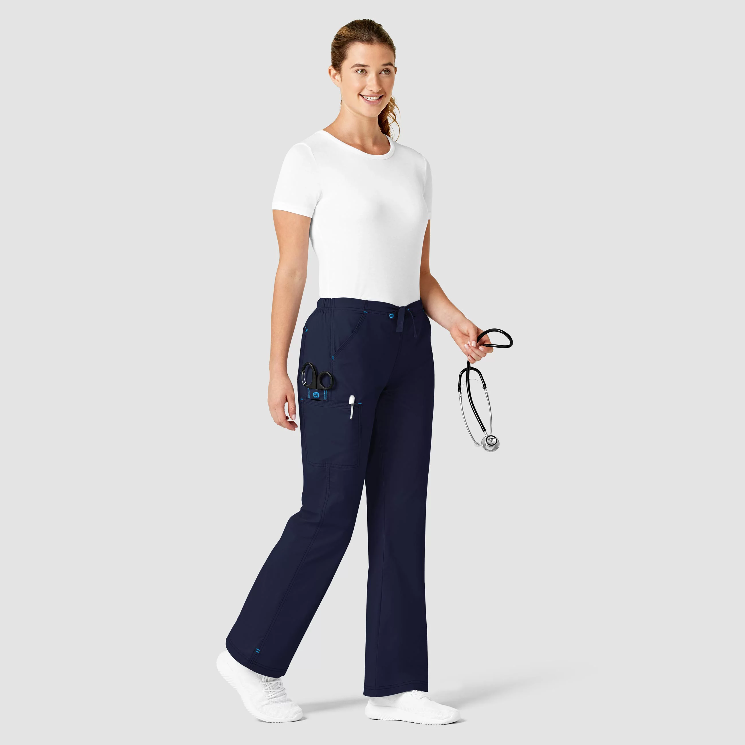 Wink WonderFLEX Grace - Women's Flare Leg Cargo Scrub Pant, Navy, 4X