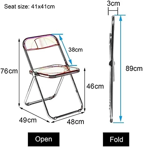 xrboomlife Stackable Folding Plastic Chairs Clear Smoky Gray Blue Pink - 330 LB Weight Capacity Living Room Saving Space Easy To Carry Dining Visitor Conference Temporary Seat ( Color   )