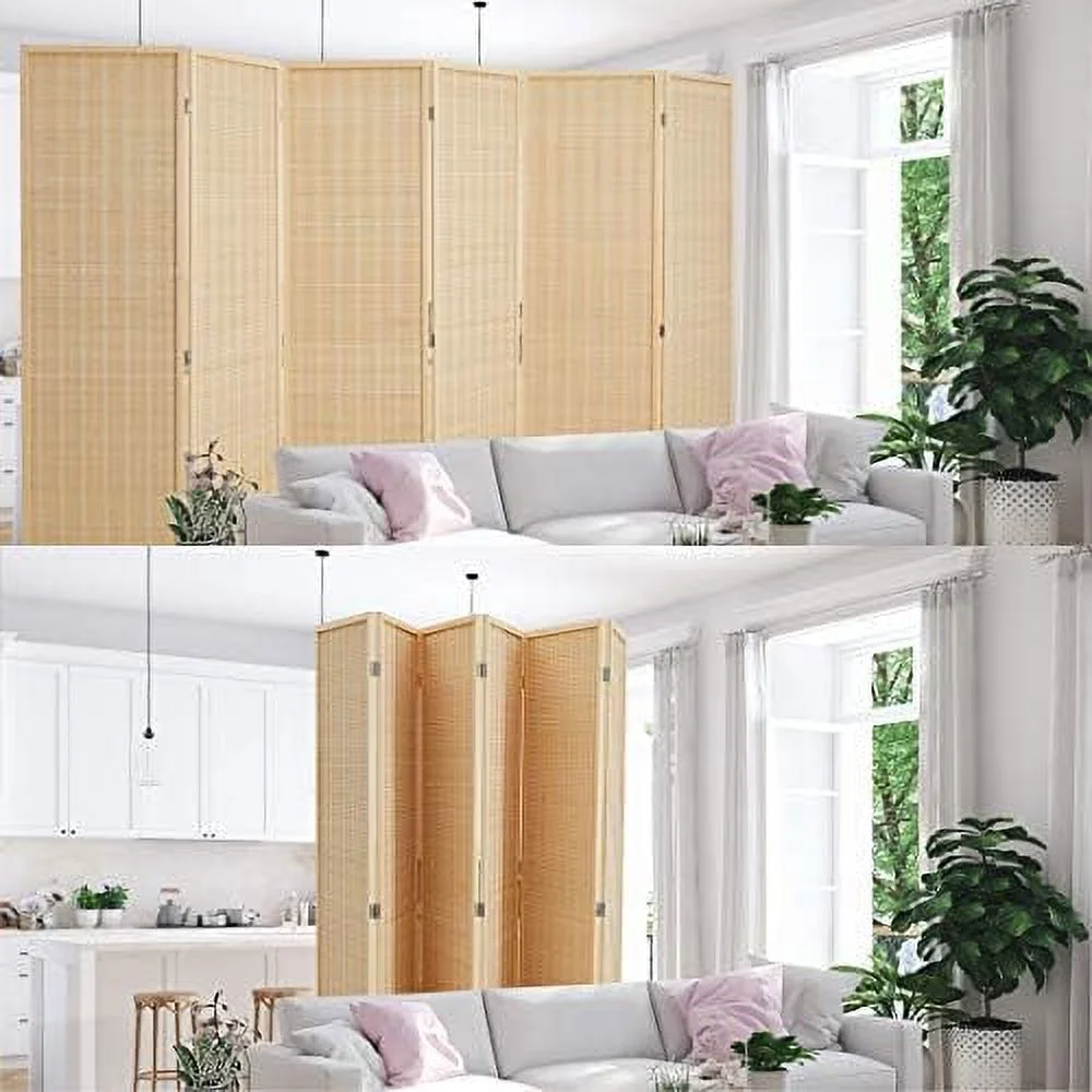 MQLIFEBOOM Room Divider Privacy Screen with Natural  4-Panel 5-Panel 6-Panel Folding Privacy Screens Freestanding Room Divider