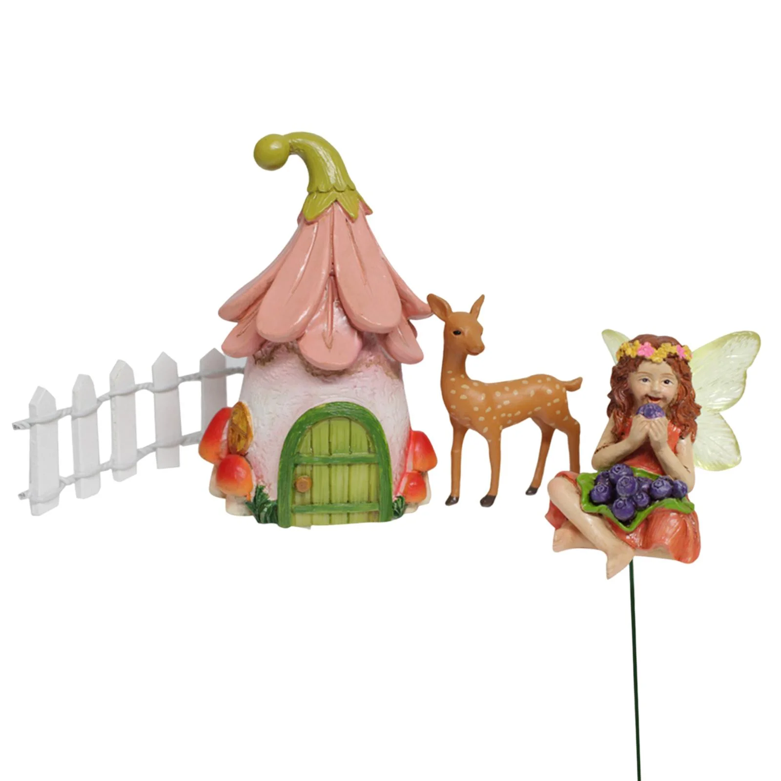 Miulika 4 Pieces Resin Statues Accessories Planter Home Outdoor Fairy Garden Statues