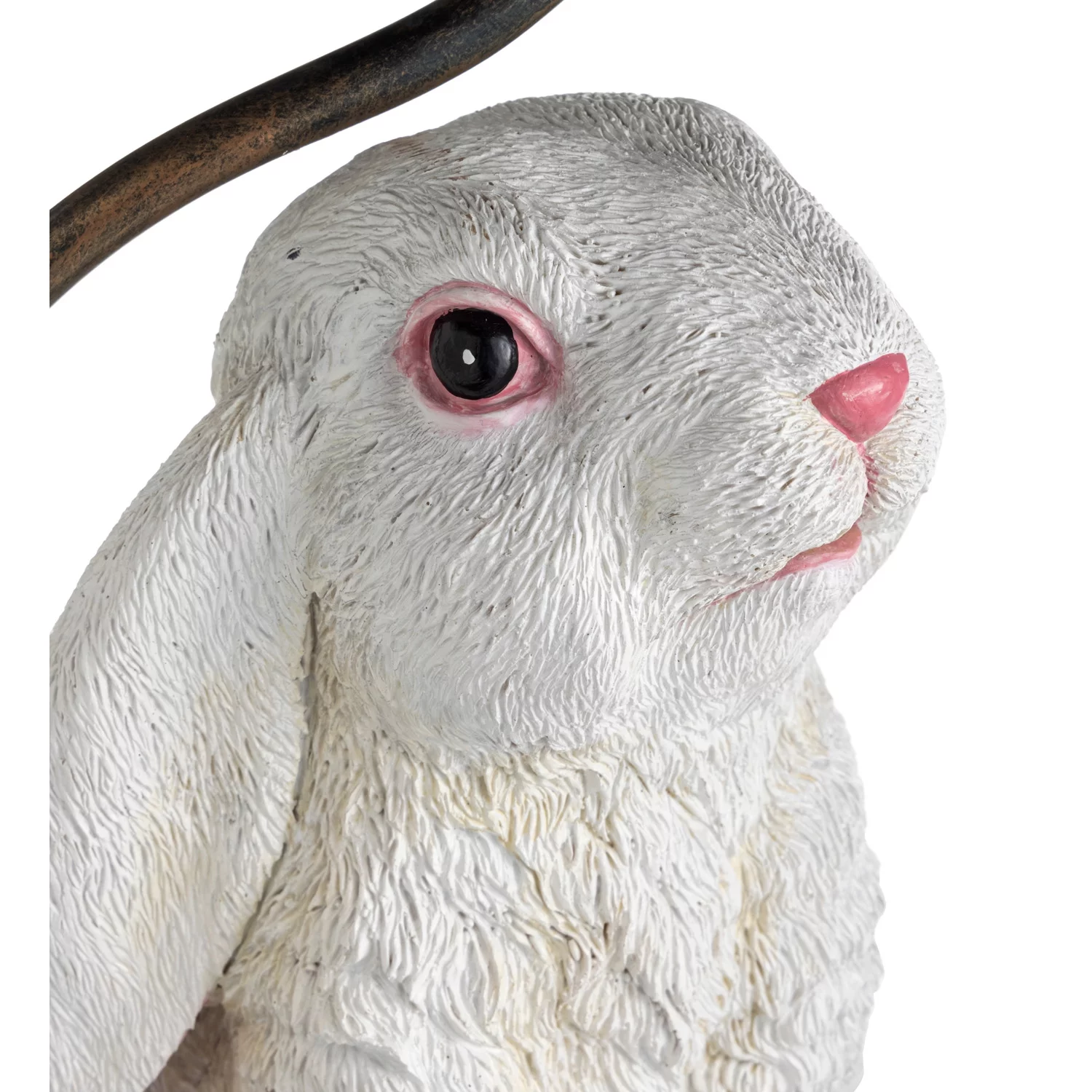 BUNNY WITH METAL LEAF BIRDBATH