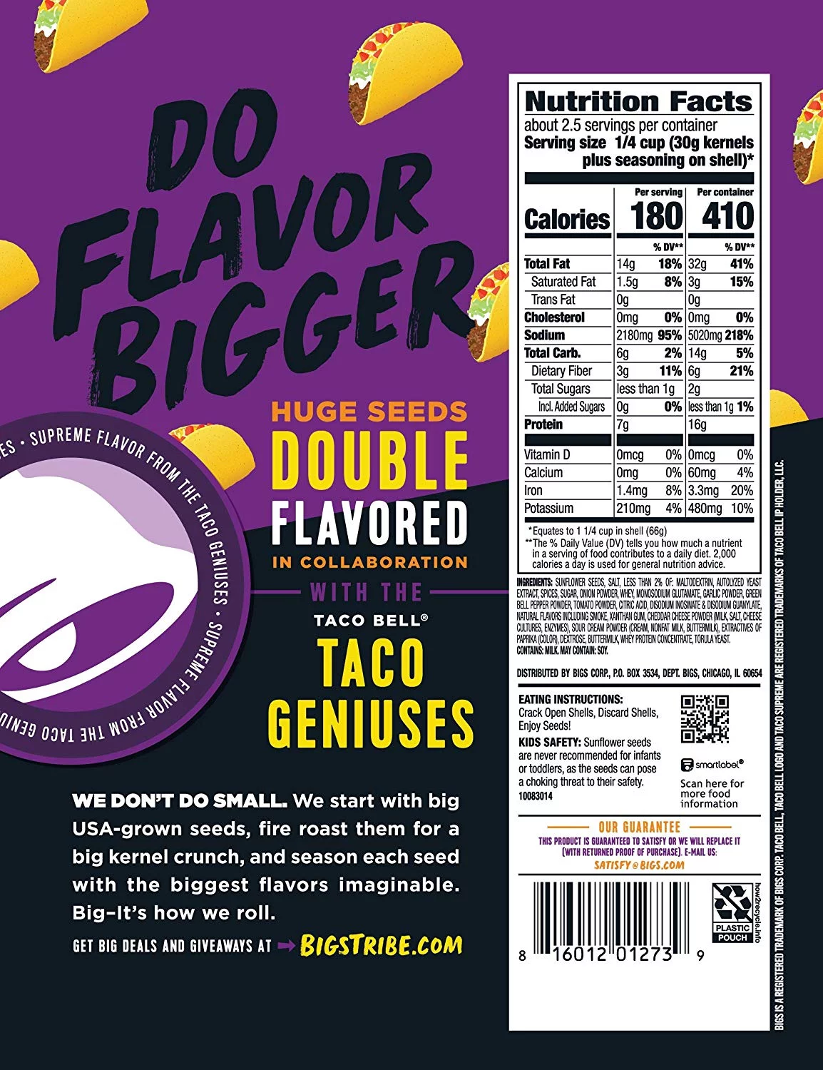 BIGS Taco Bell Taco Supreme Sunflower Seeds, 5.35 Ounce (Pack of 12)