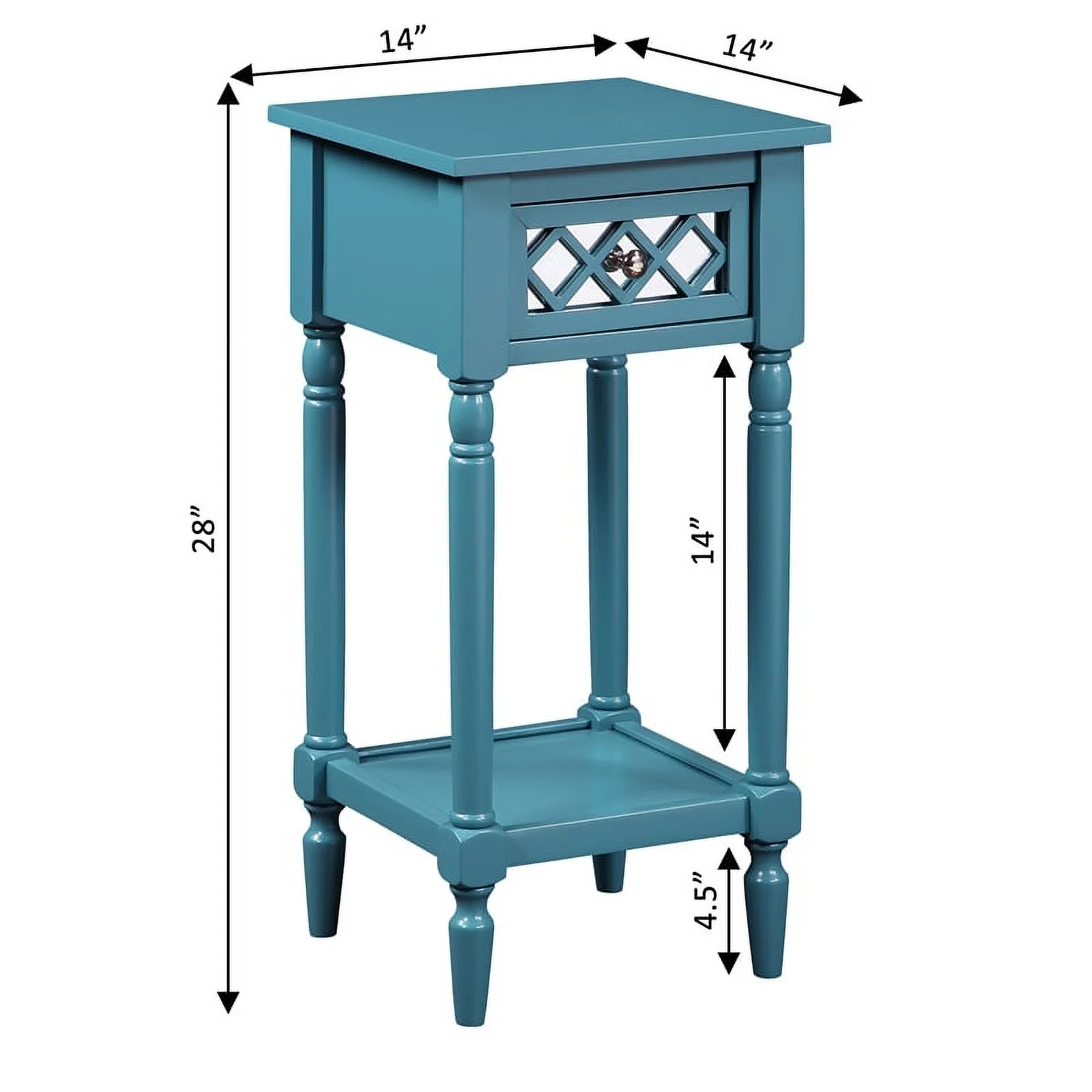 Pemberly Row Deluxe One-Drawer Accent Table with Shelf in Blue Wood