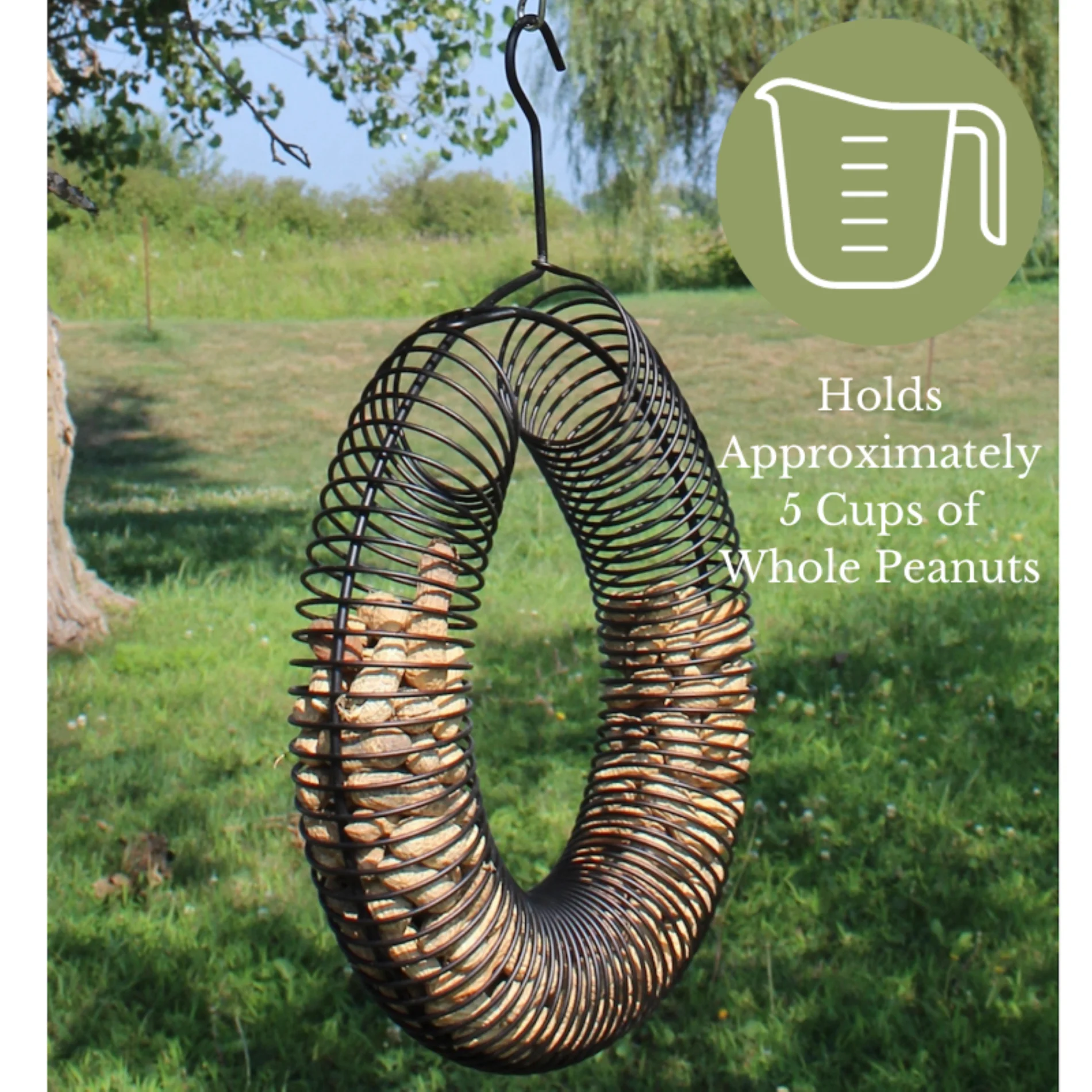 Songbird Essentials Bird Feeder Squirrel Feeder Whole Peanuts Wreath Black