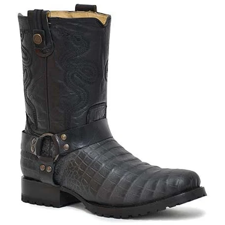 Men's Roper Biker CCS Rider Caiman PRINT Flextra Boots Handcrafted Black