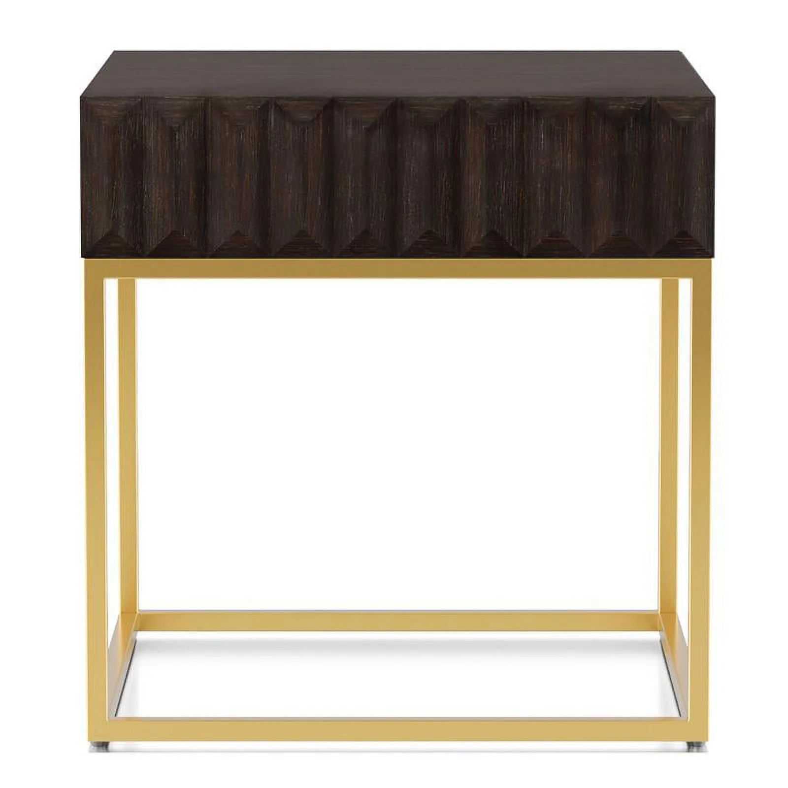 Bowery Hill Contemporary Metal 1-Drawer End Table in Walnut