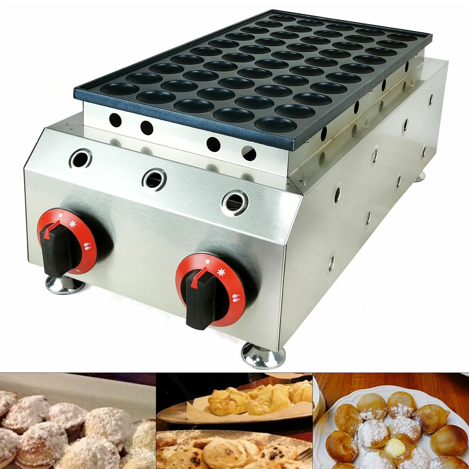 SHZICMY Commercial 50pcs Pancakes Maker Mini Dutch Pancake Poffertjes Machine Nonstick Mini Dutch Pancake Baker 50PCS Commercial Waffle Maker Machine Nonstick LPG Gas