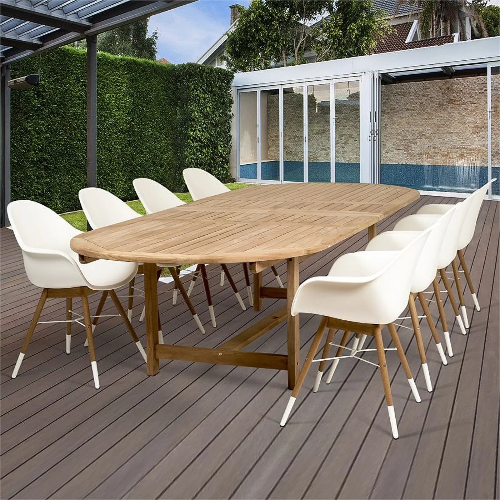 International Home Amazonia Charlotte 9 Piece Teak Patio Dining Set