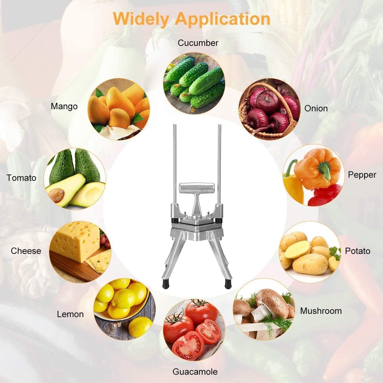 BotaBay Commercial Vegetable Fruit Chopper W/6-Wedge Slicer&1/4″&3/8″&1/2