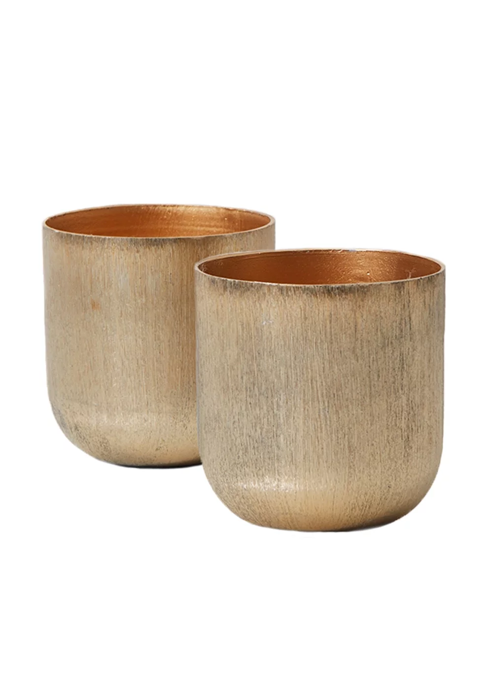 Serene Spaces Living Set of 2 Brushed-Gold Vases
