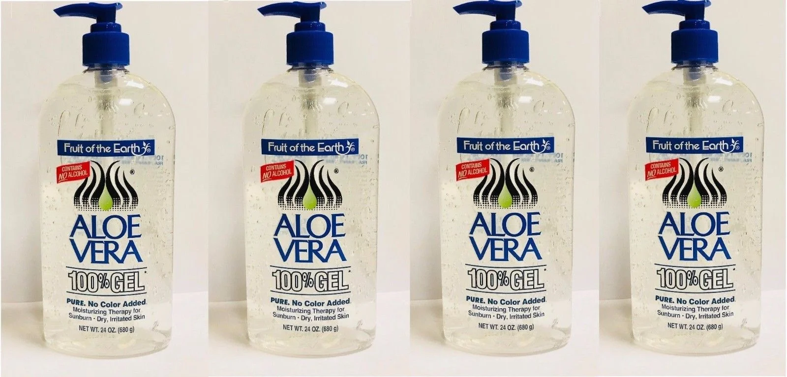 Fruit of the Earth New Aloe Vera 100% Pure Gel 24 oz. / 680g (Pack of 4)