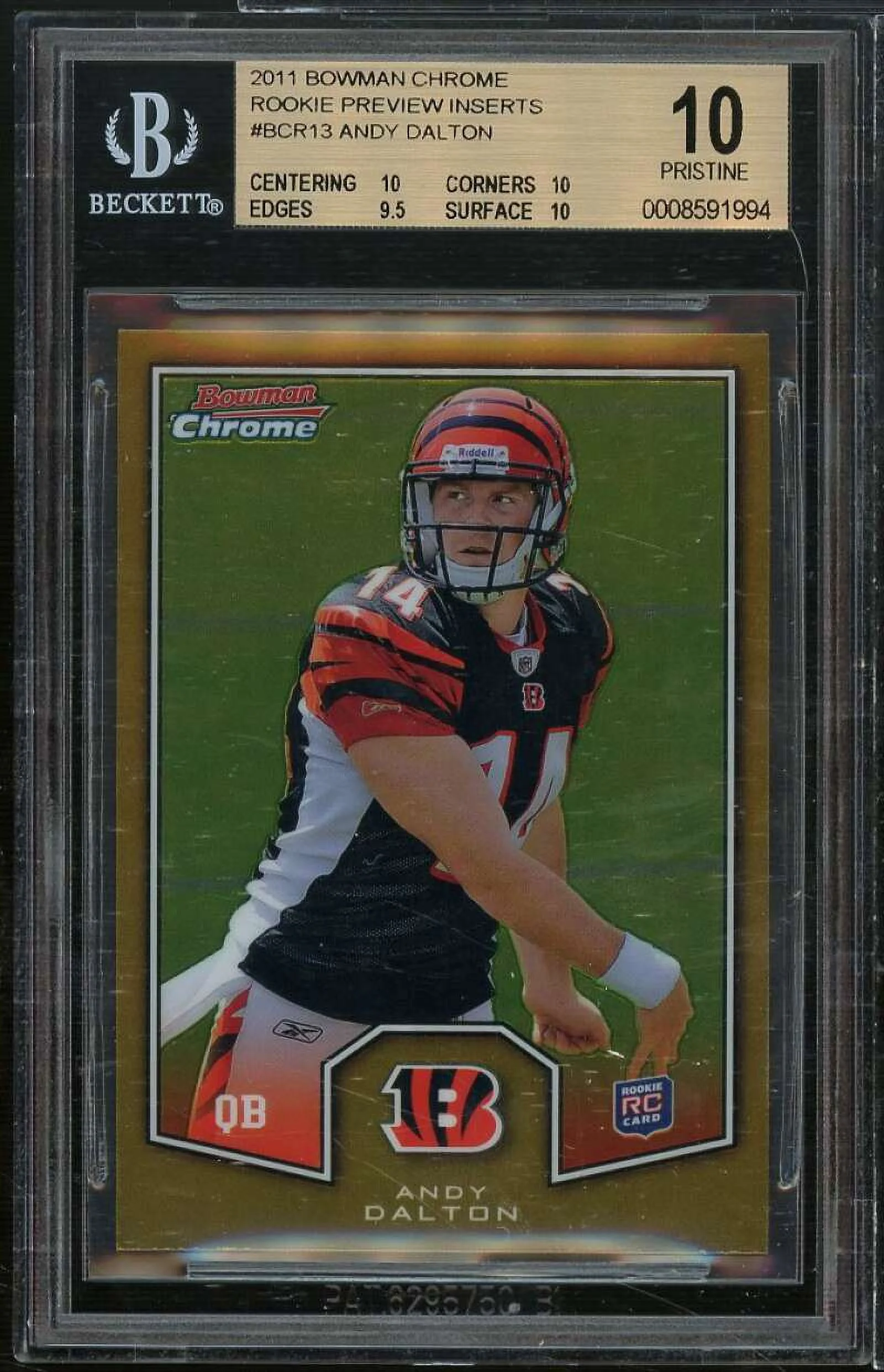 Andy Dalton Rookie Card 2011 Bowman Chrome Rookie Preview #13 (PRISTINE) BGS 10