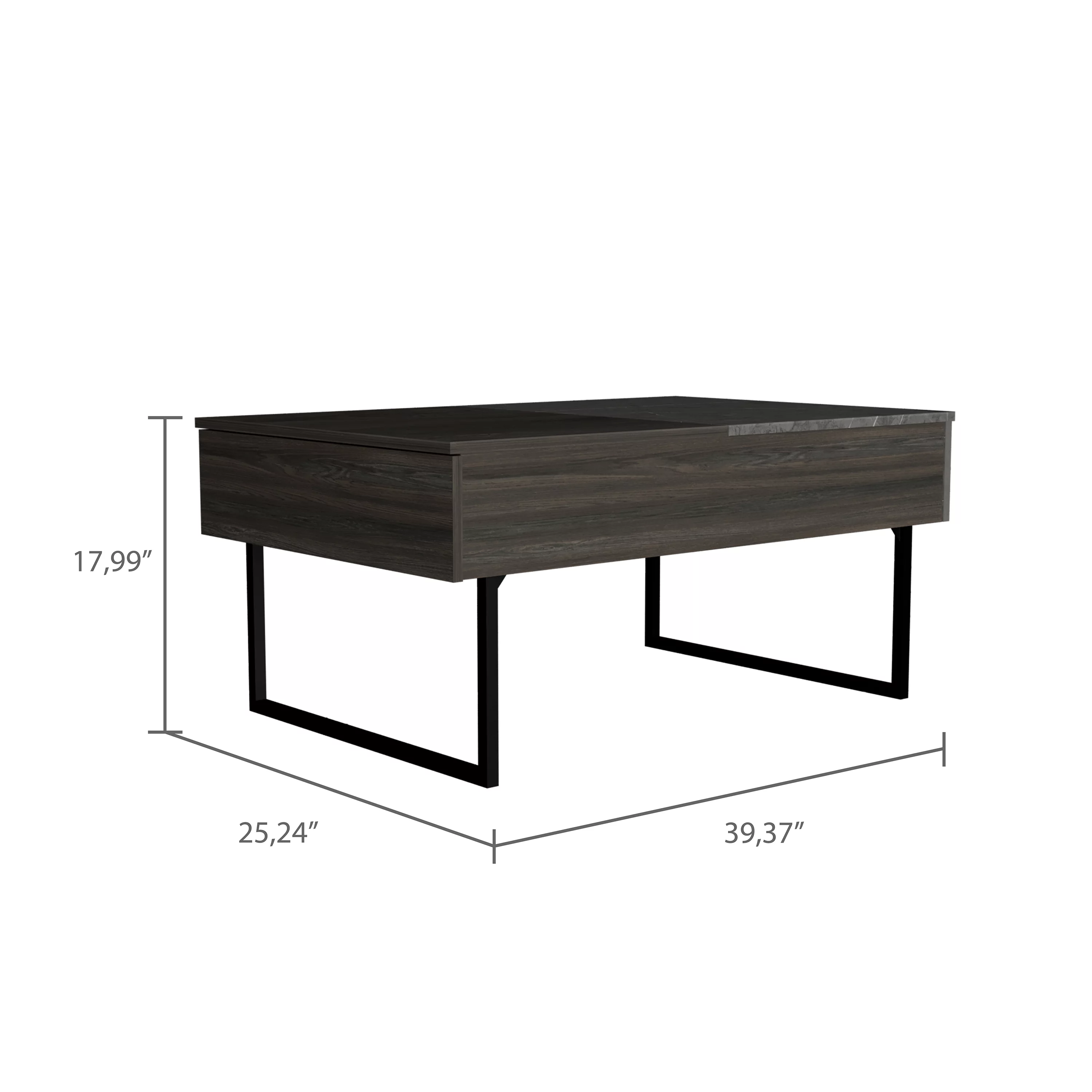 CoSoTower Westover Rectangle Lift Top Coffee Table Carbon Espresso And Onyx