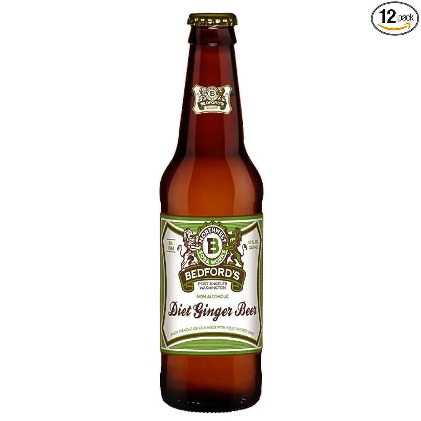 Glass Bottle Iconic Old-Time Brand Soda 12 oz 12 Pack Bundled by Louisiana Pantry (Bedford's Diet Ginger Beer)
