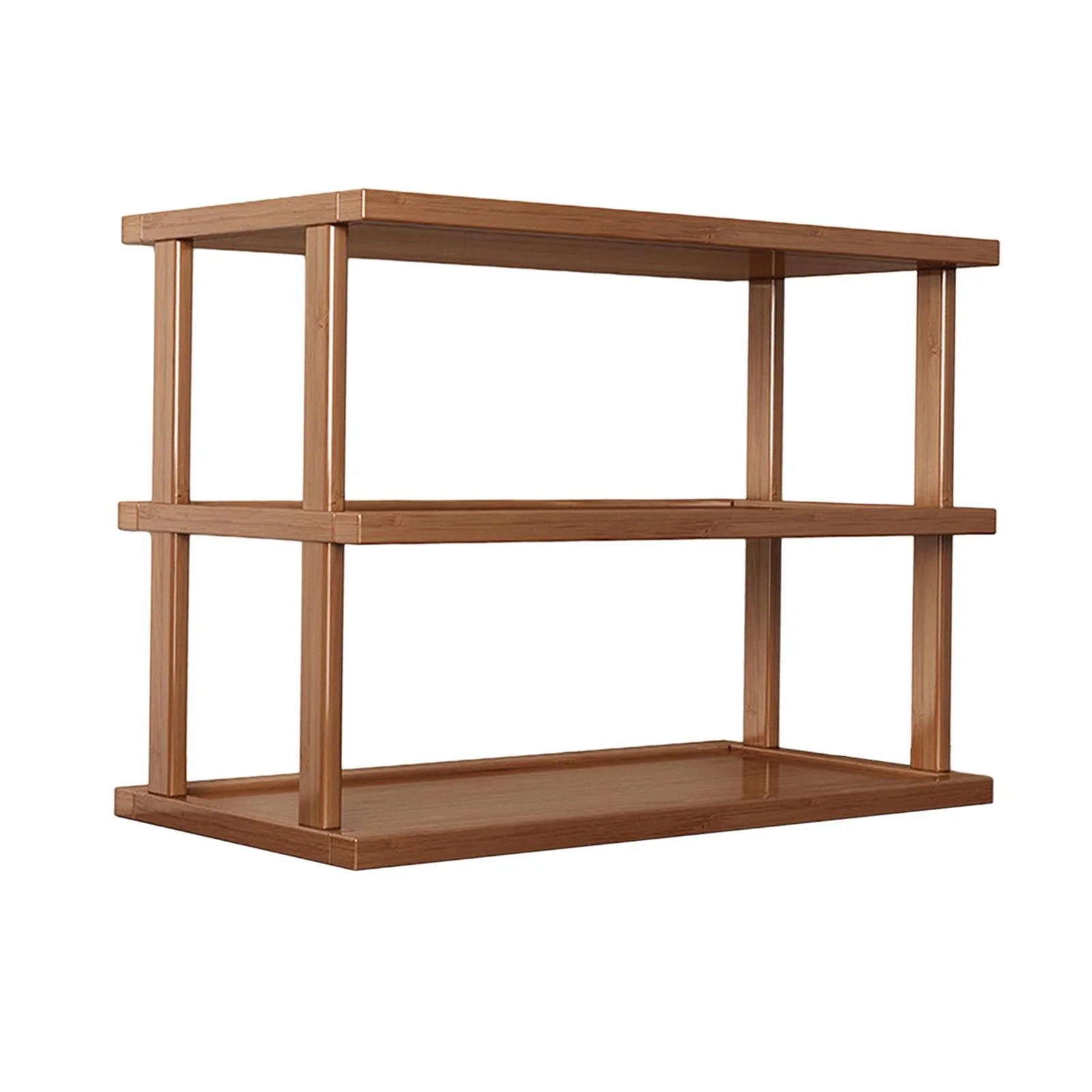 LOVIVER Desktop Organizer Desk Bookshelf Double Layer Decor Easy to Install Wood Storage Rack Tabletop Stand Display Shelf for Office Coffee