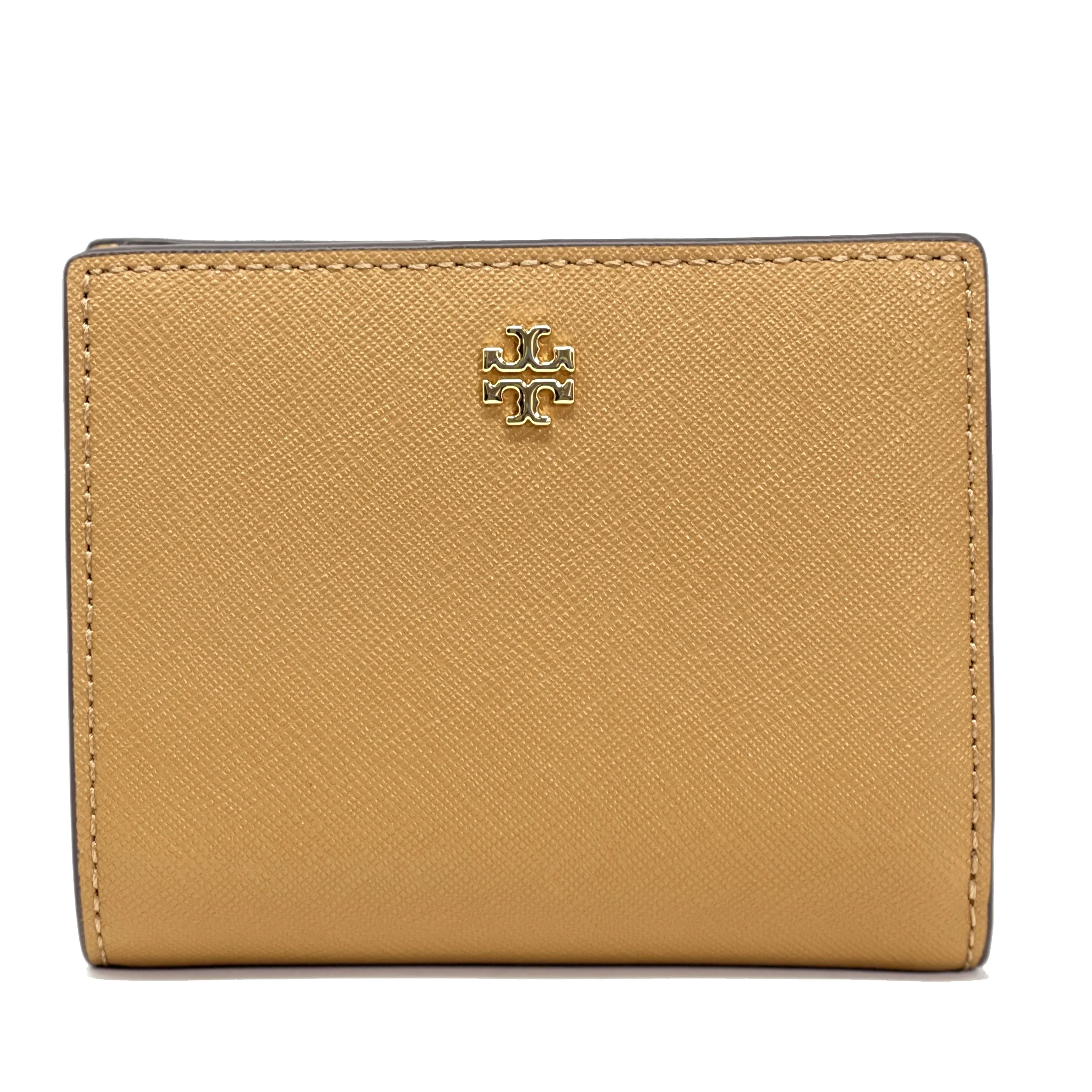 Tory Burch Emerson Colorblock Saffiano Leather Mini Wallet (Tiramisu / New Ivory)