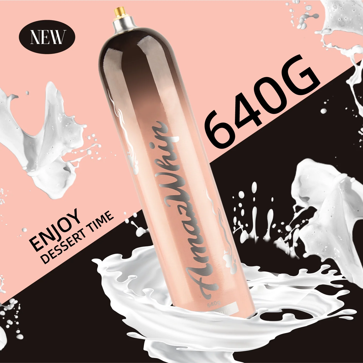 AmazWhip 640g Whipped Cream Chargers, Ultra Light Aluminum Cream Charger Gas tank Cartridge (1 cylinder)