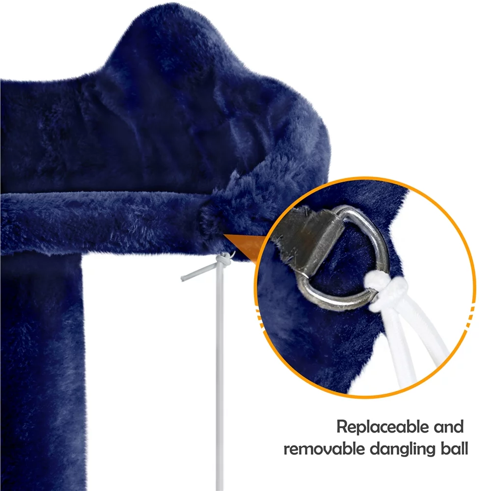 Topeakmart 57''H Multilevel Cat Tree Tower with 2 Condos & Scratching Posts/Ramp, Navy Blue