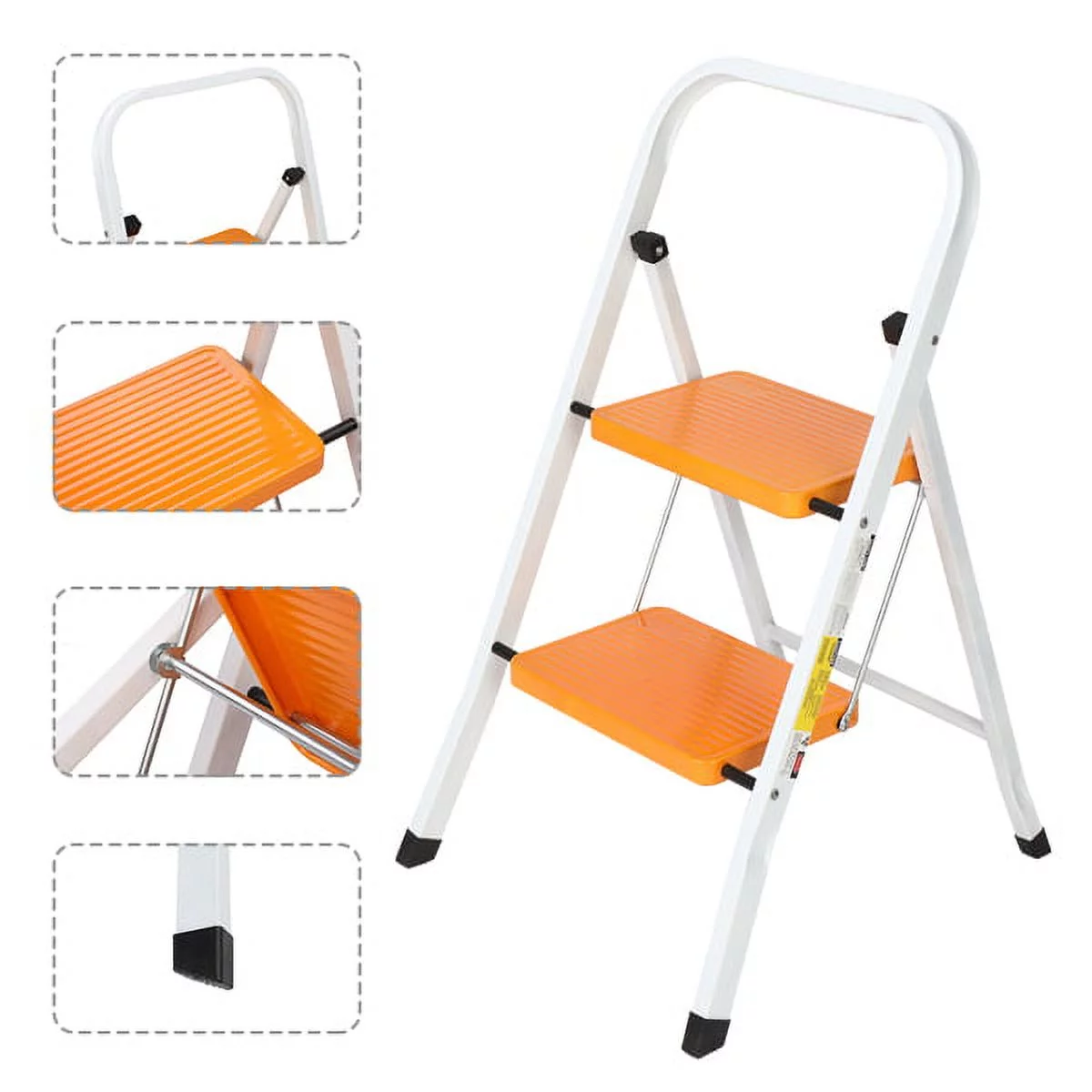 2 Step Ladder Folding Step Stool Steel Anti-Slip Sturdy Wide Pedal – Holds up to 330 pounds