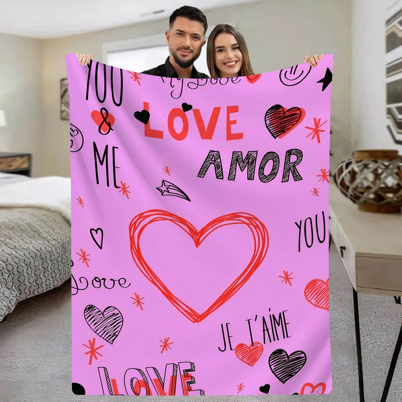 Valentine's Day Blanket Flannel Decorative Blanket Air Conditioning Blanket Throw Blanket