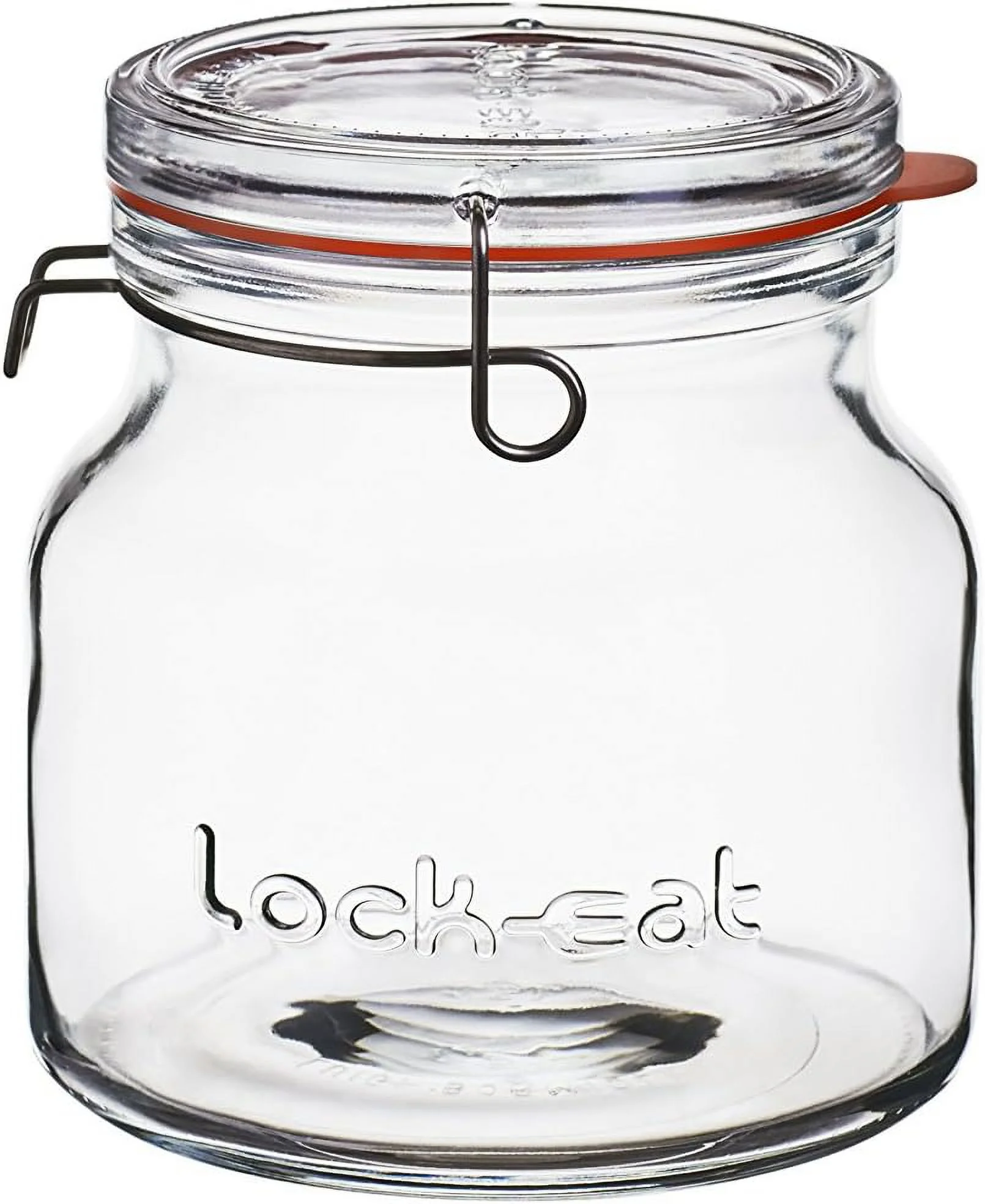 Luigi Bormioli Lock-Eat 3 Piece Jar Set 25.25 Oz, 50.75 Oz, 34 Oz, Set Of 3, Clear