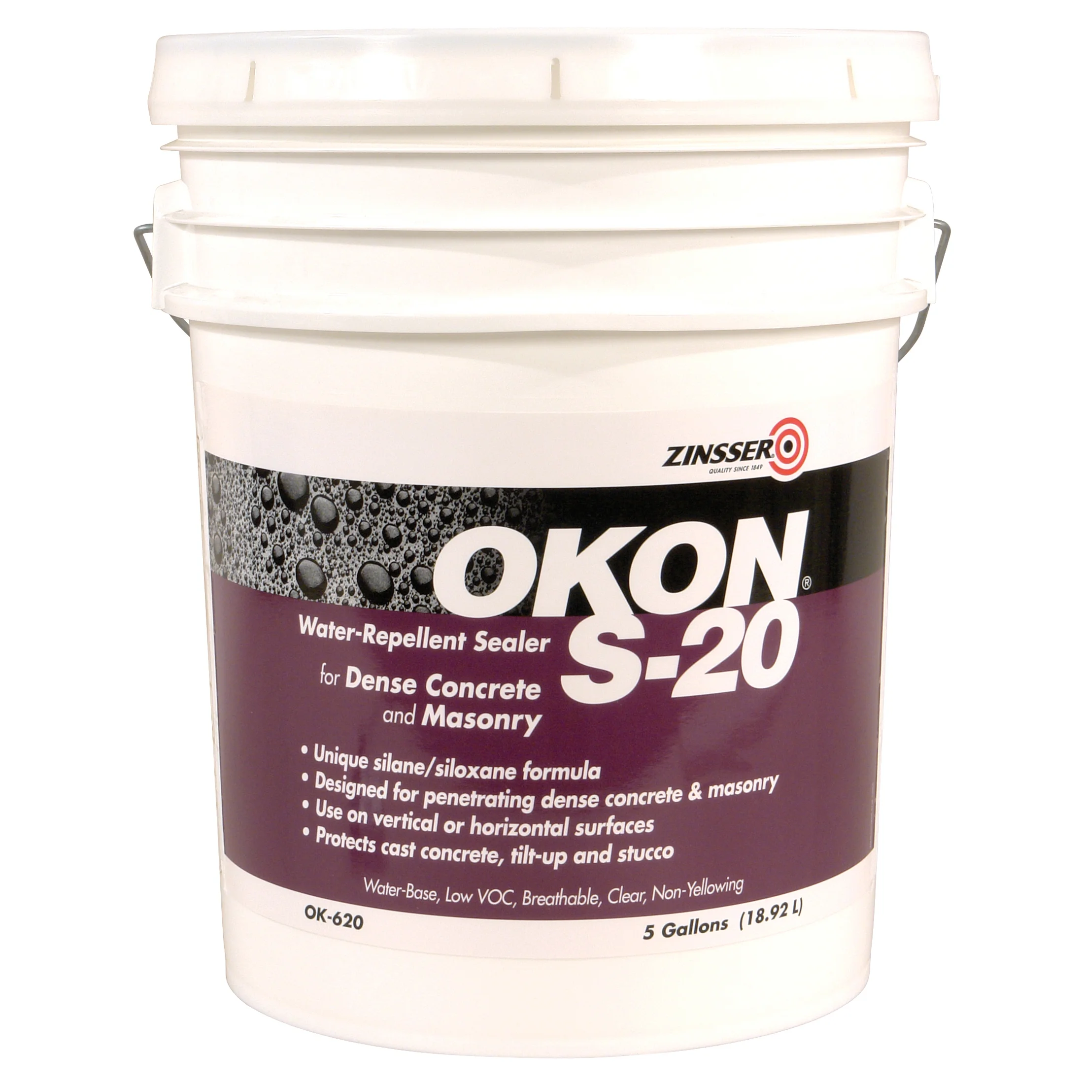Clear, Zinsser Okon S-20 Water Repellent Concrete Sealer- OK620, 5 Gallon- 1 Pack
