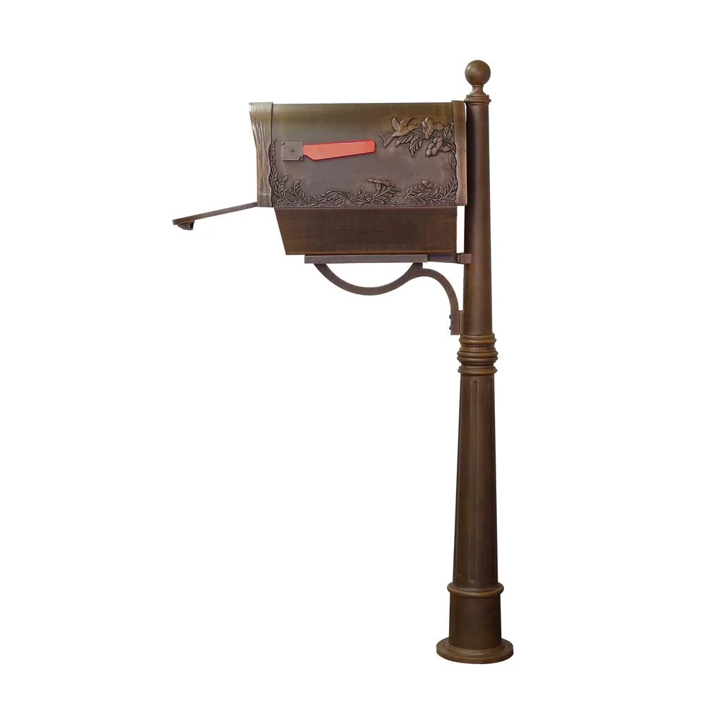 Special Lite Products Hummingbird Curbside Mailbox with Newspaper Tube and Ashland Mailbox Post