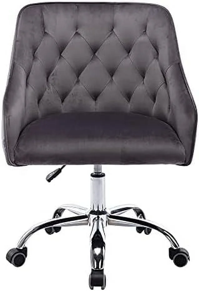 ZFGSUIJN Velvet Home Office Desk Chair ° Swivel Accent Chair Comfy Upholstered Vanity Chair Ergonomic Task Chair with Seat Height Adjustable Armchair and Metal Base  Roller Wheels Comput